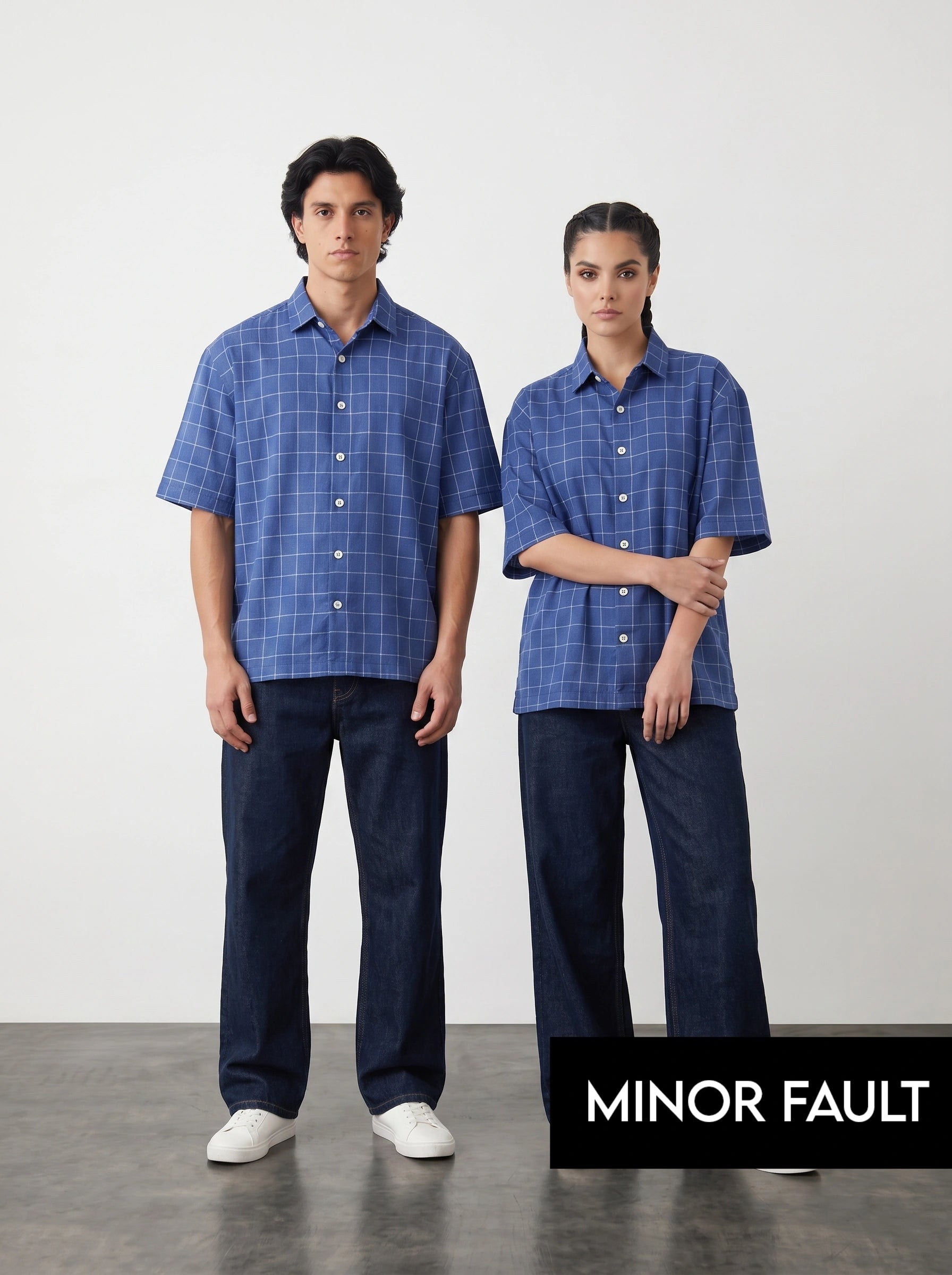 (Minor Fault) Royal Blue Check Oversized Box Fit Shirt
