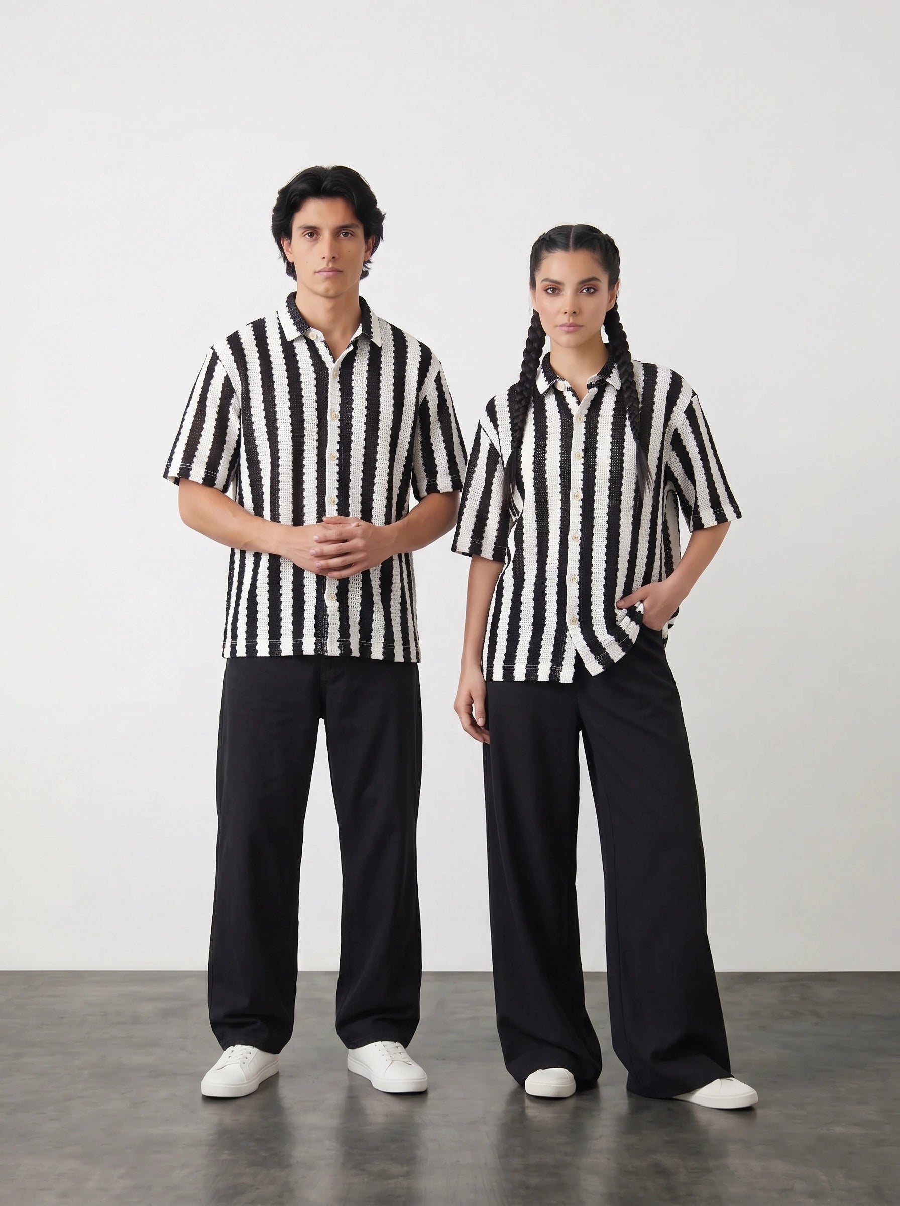 Black & White Oversized Box Fit Shirt