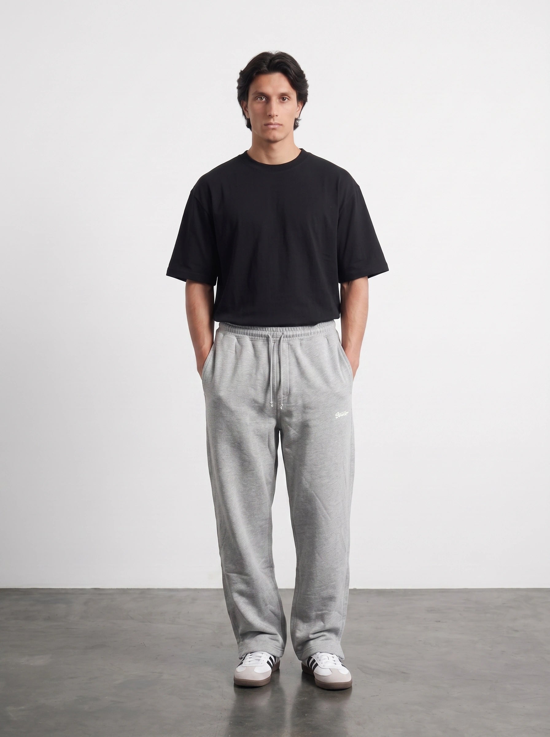 Haider Grey Straight Fit Split Hem Trousers