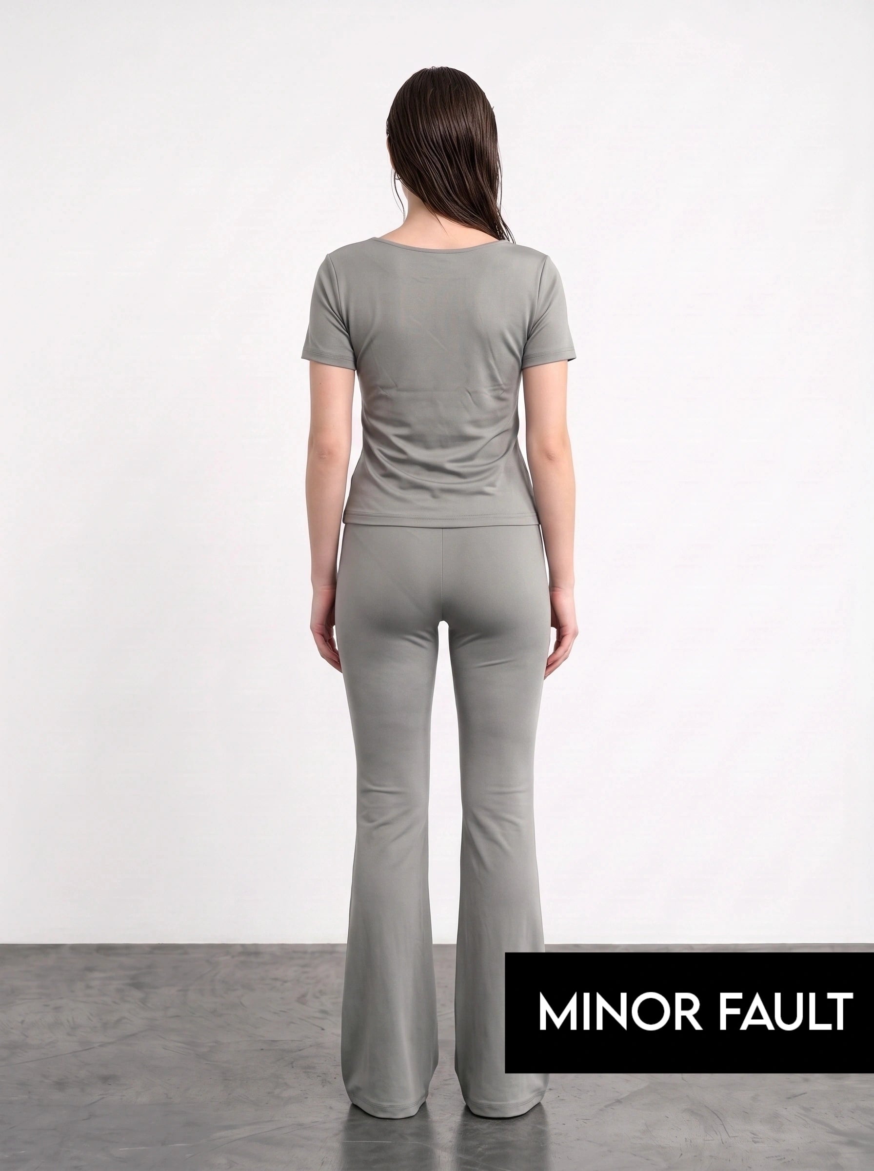 (Minor Fault) Grey Boat Neck Fitted Tshirt | Montivo Pakistan