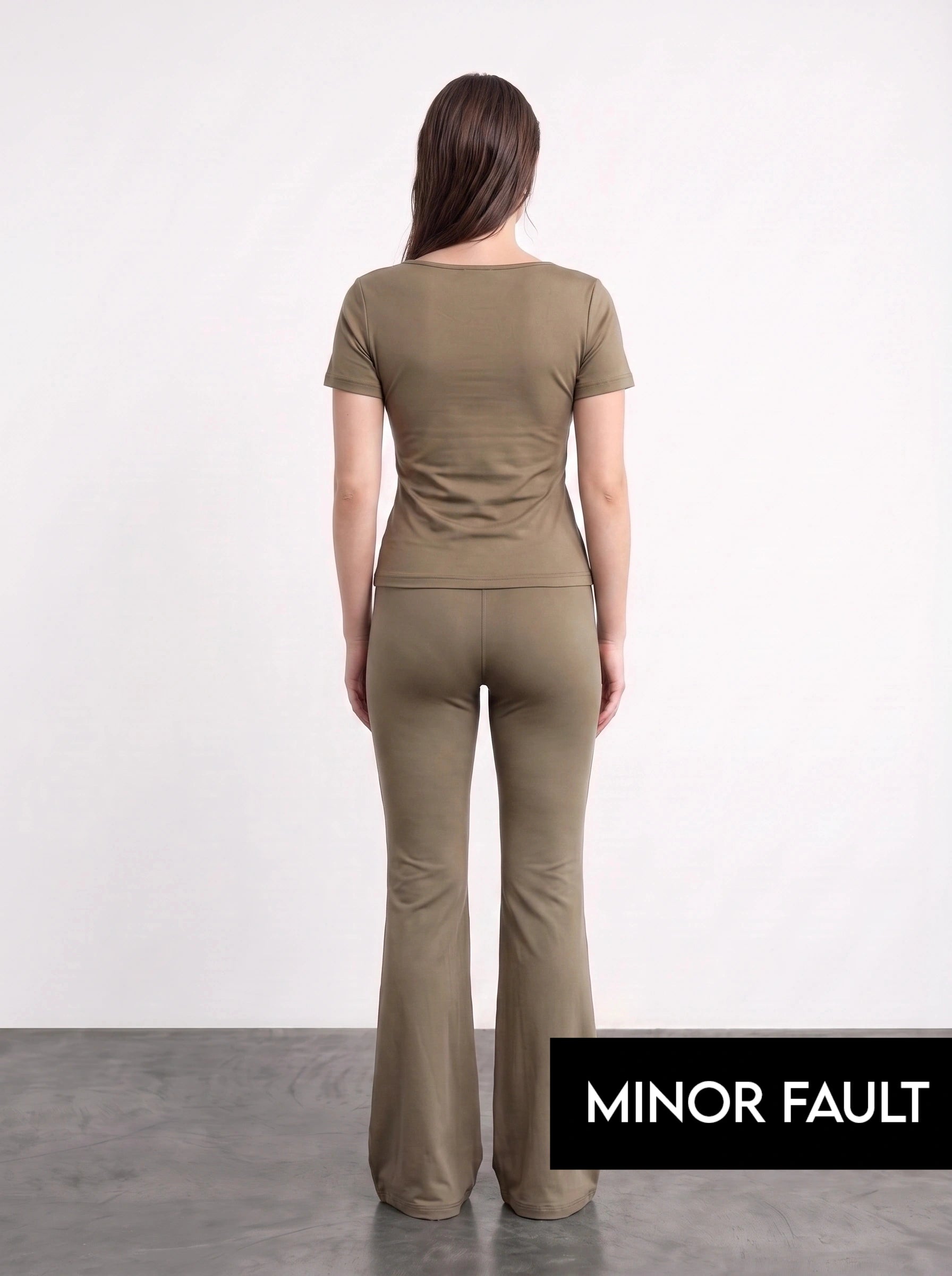 (Minor Fault) Brown Boat Neck Fitted Tshirt | Montivo Pakistan