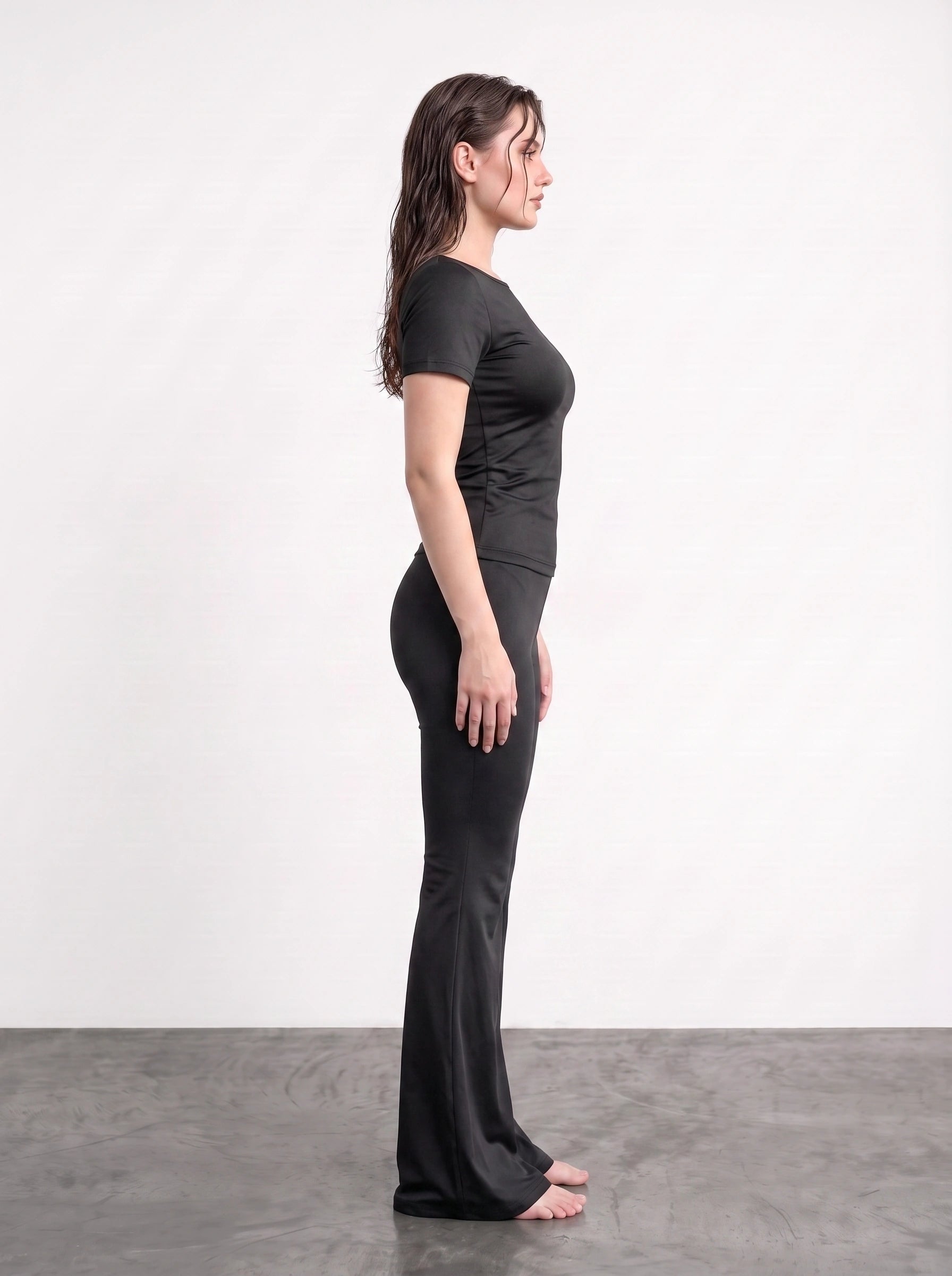 Black Boat Neck Fitted Tshirt
