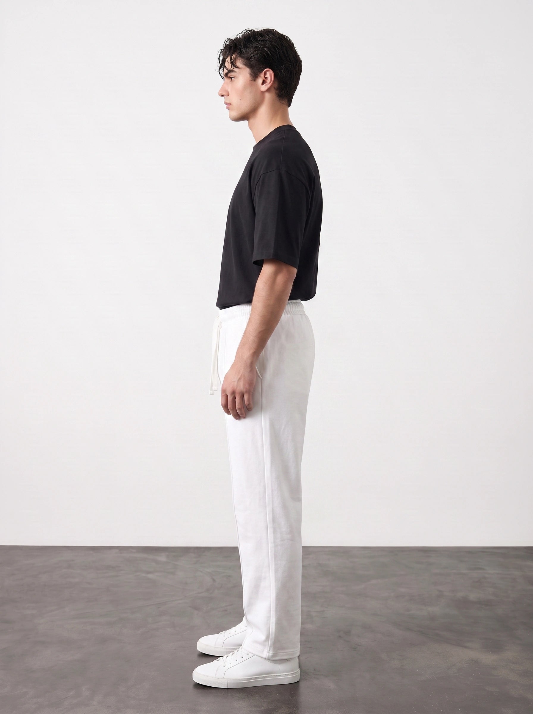 White Relaxed Front Seam Trousers