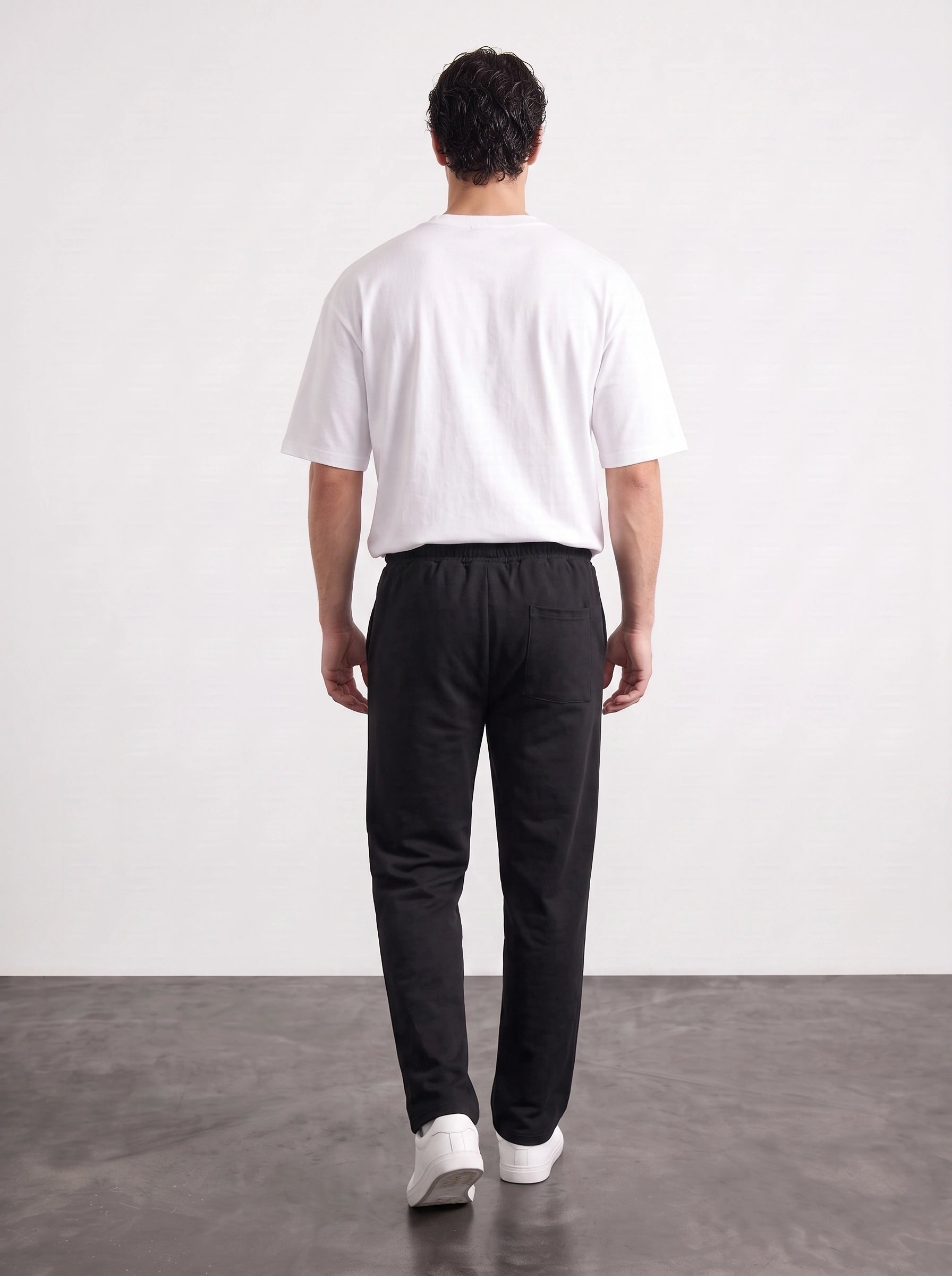 Black Relaxed Front Seam Trousers