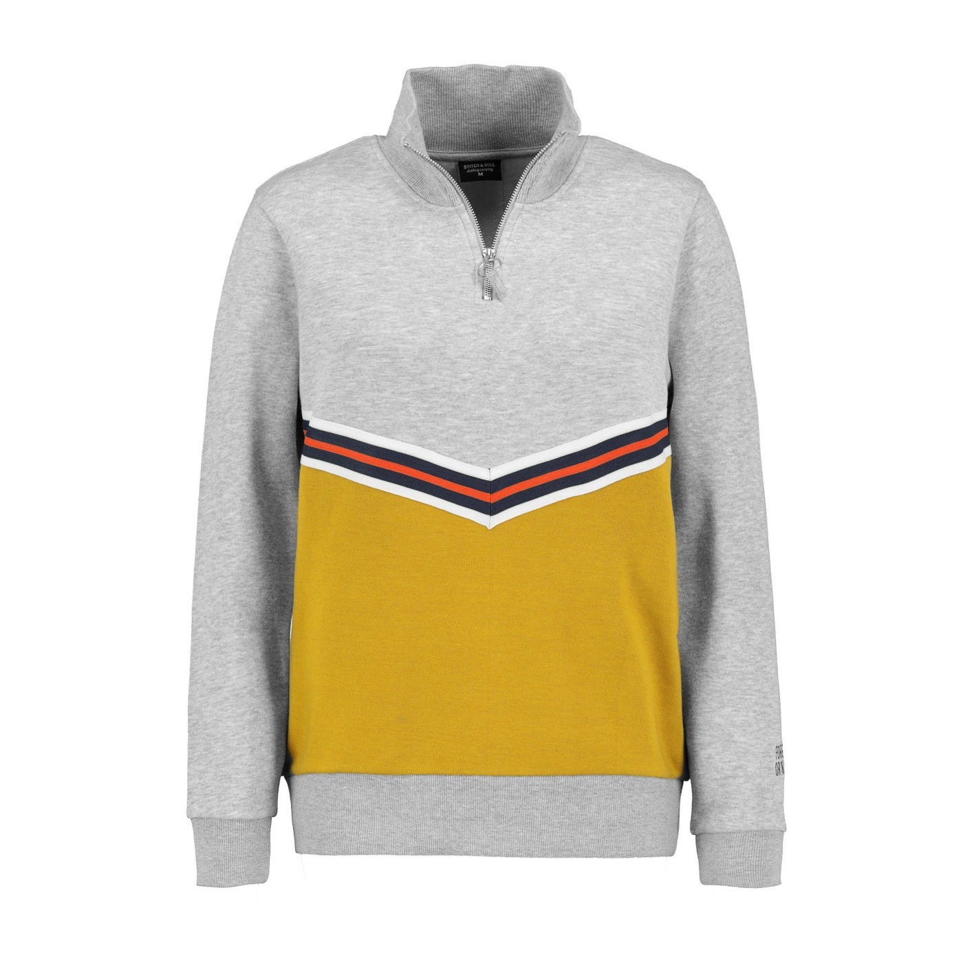 Stitch & Soul Grey sweatshirt with half zip | Montivo Pakistan