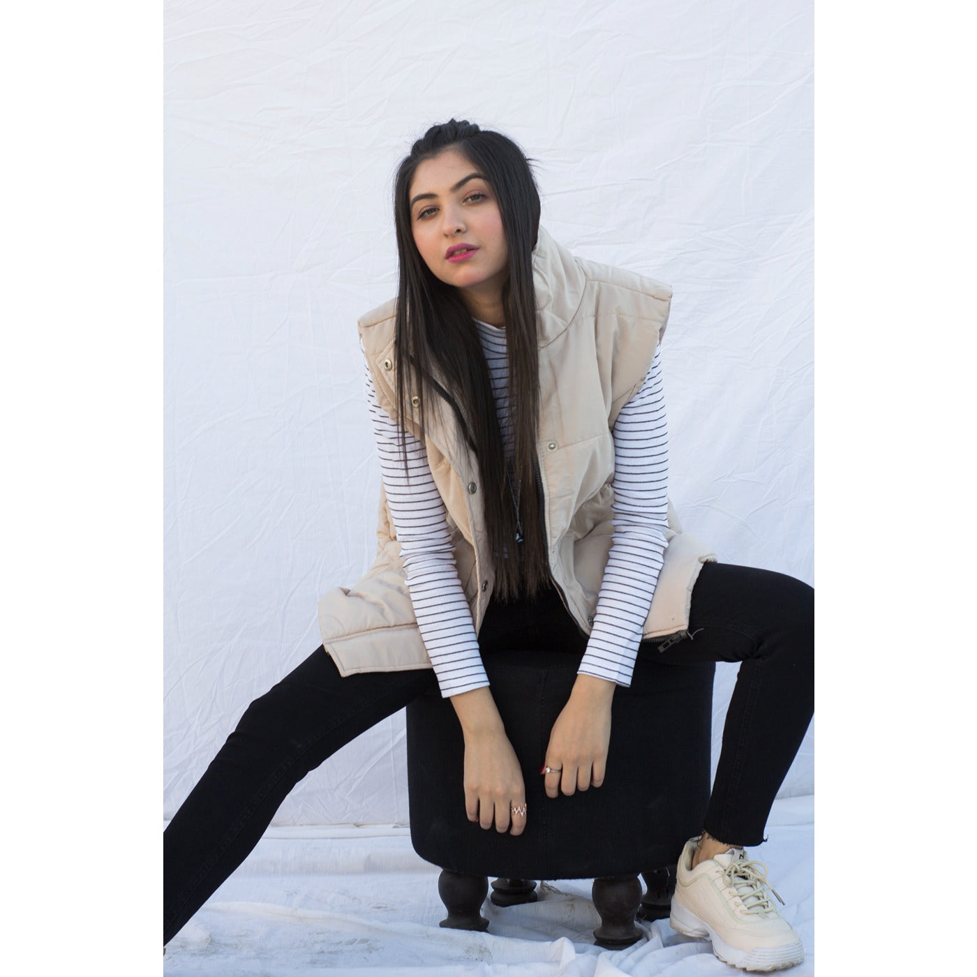 Beige Sleeveless Puffer Gilet | Montivo Pakistan