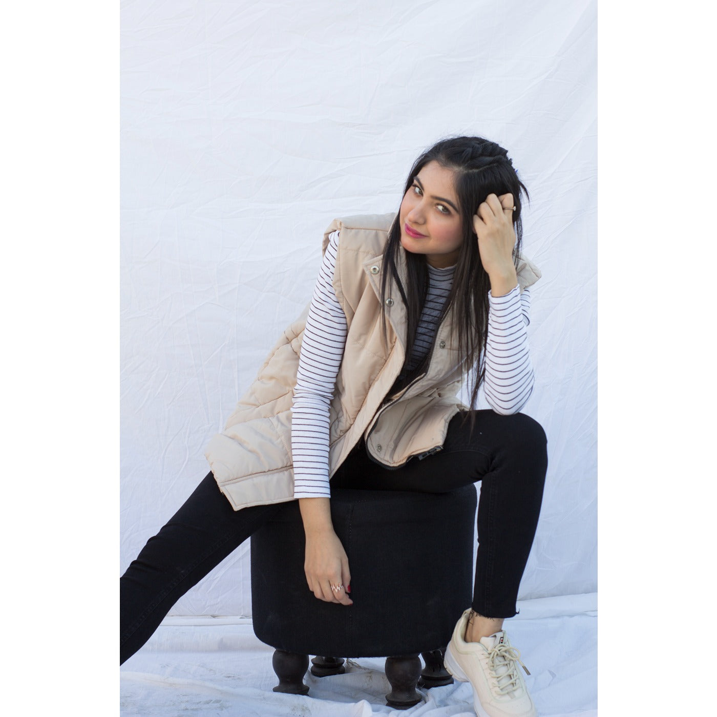 Beige Sleeveless Puffer Gilet | Montivo Pakistan