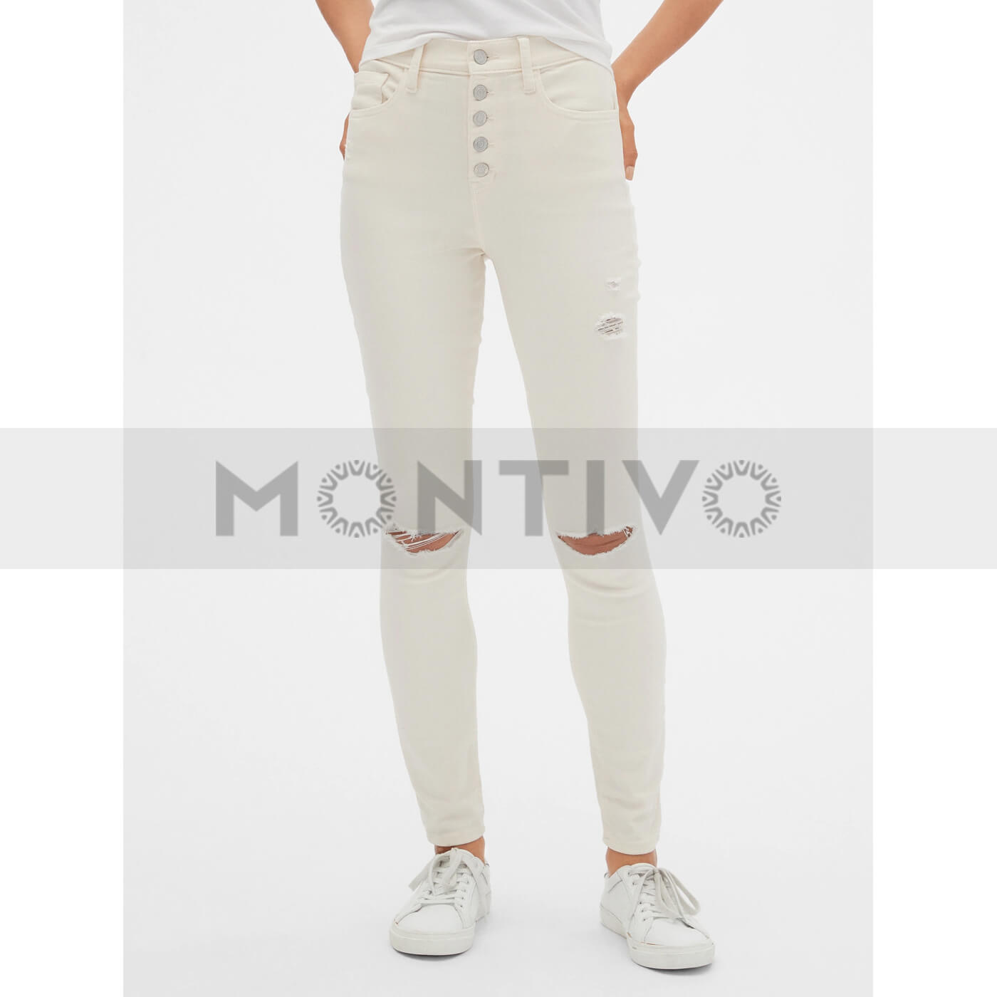 GP High Rise White Distressed Jeans | Montivo Pakistan