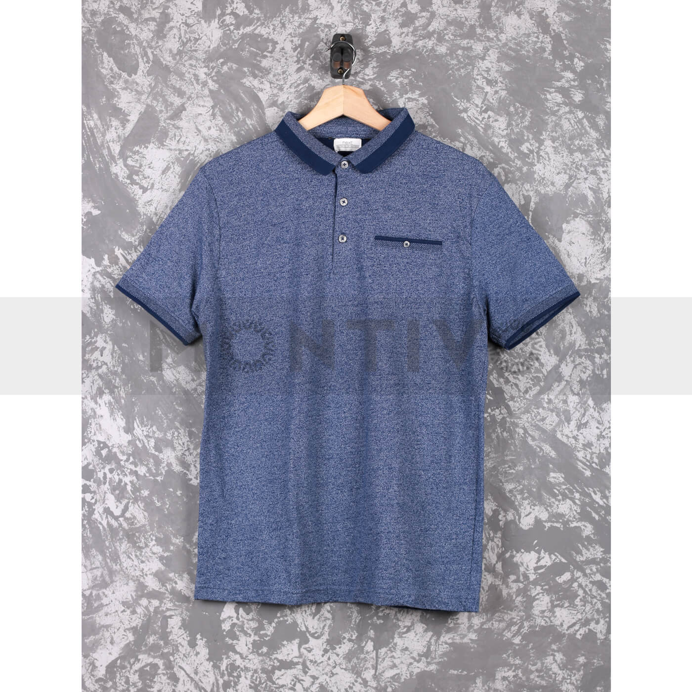 Next Blue Melange Tipping Collar Polo | Montivo Pakistan