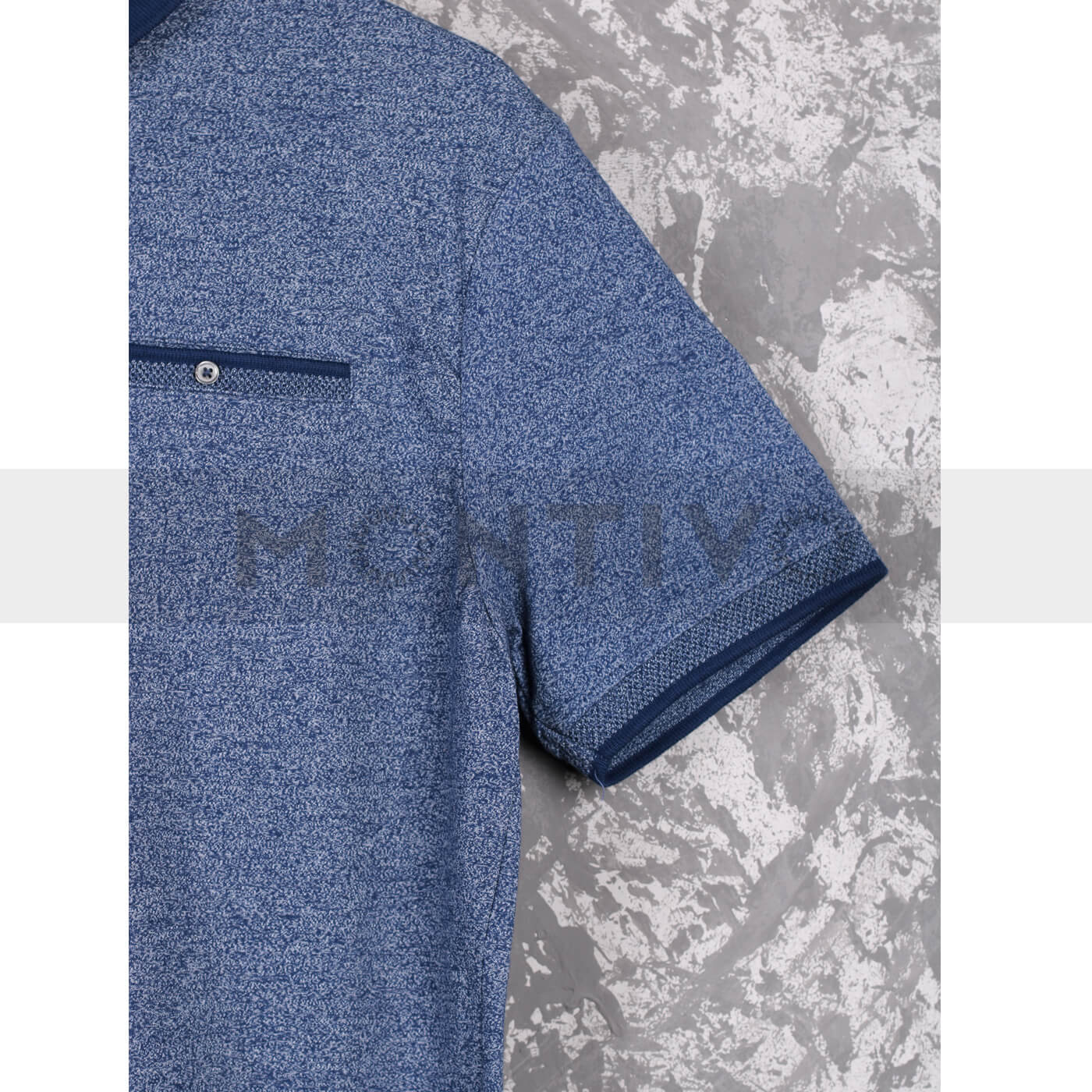 Next Blue Melange Tipping Collar Polo | Montivo Pakistan