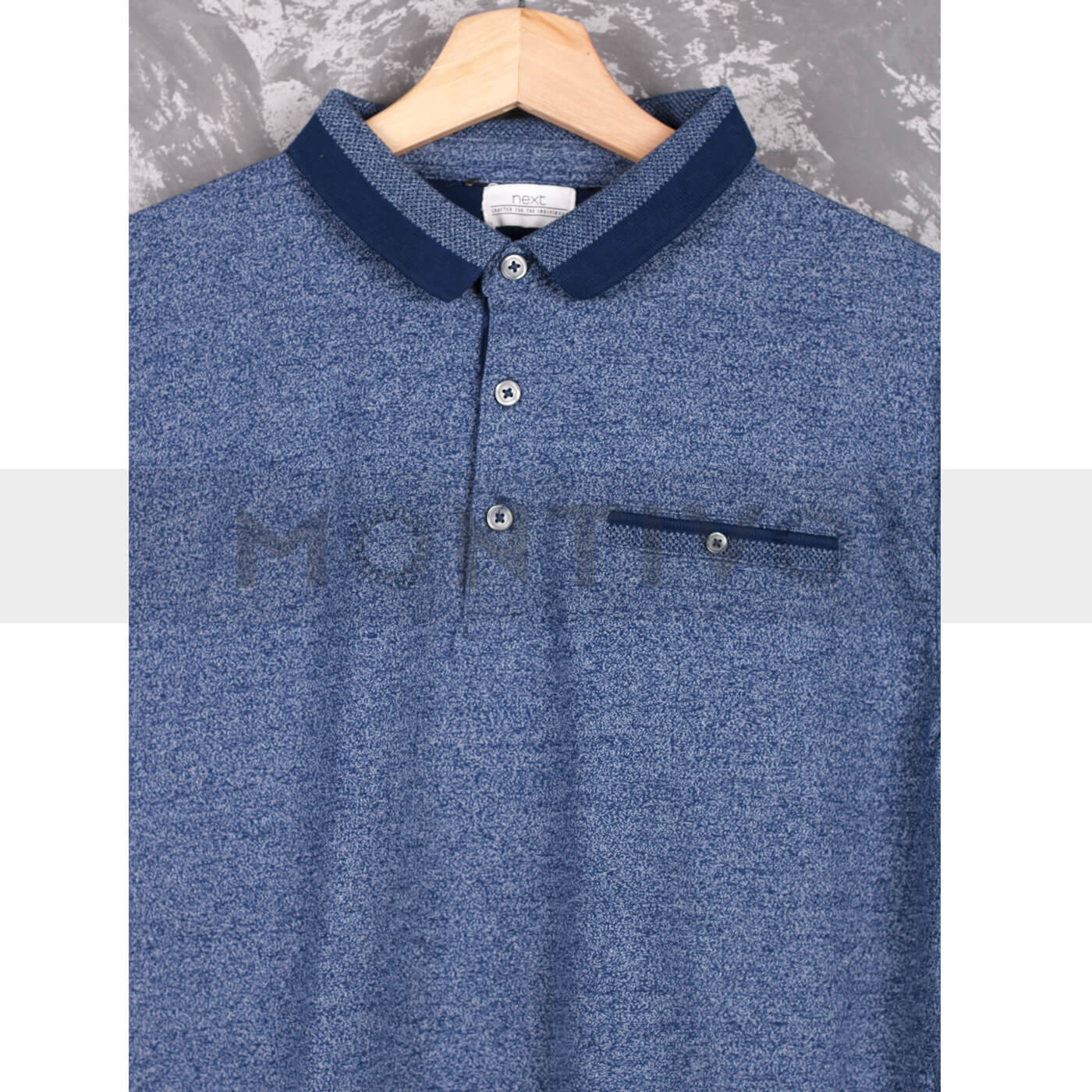 Next Blue Melange Tipping Collar Polo | Montivo Pakistan