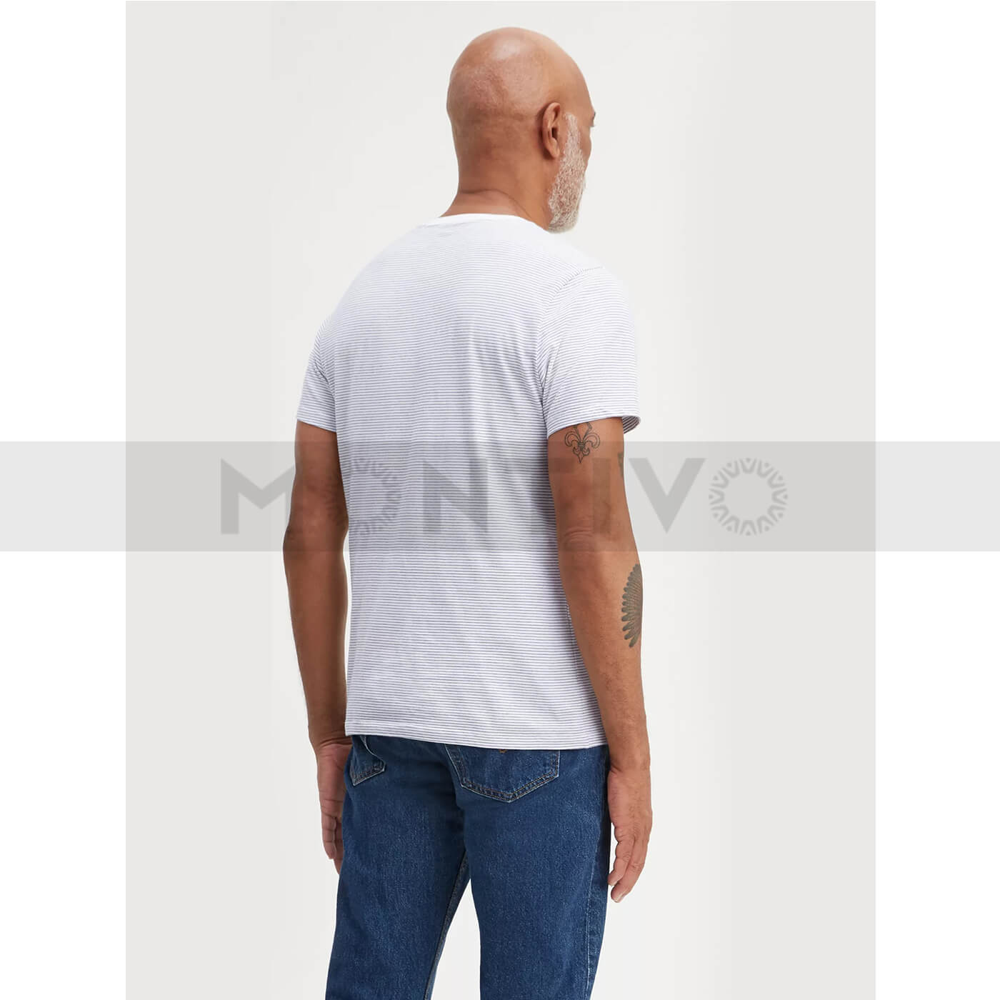 Lvs Slim Fit Striped White Tee | Montivo Pakistan