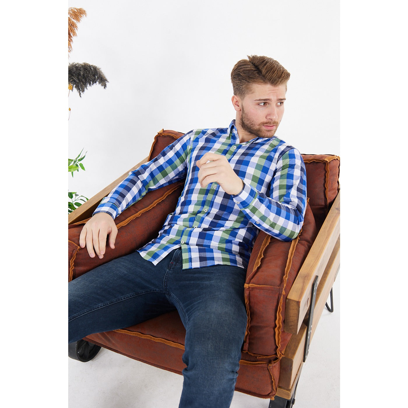 Cotton Blue Gingham Check Shirt | Montivo Pakistan