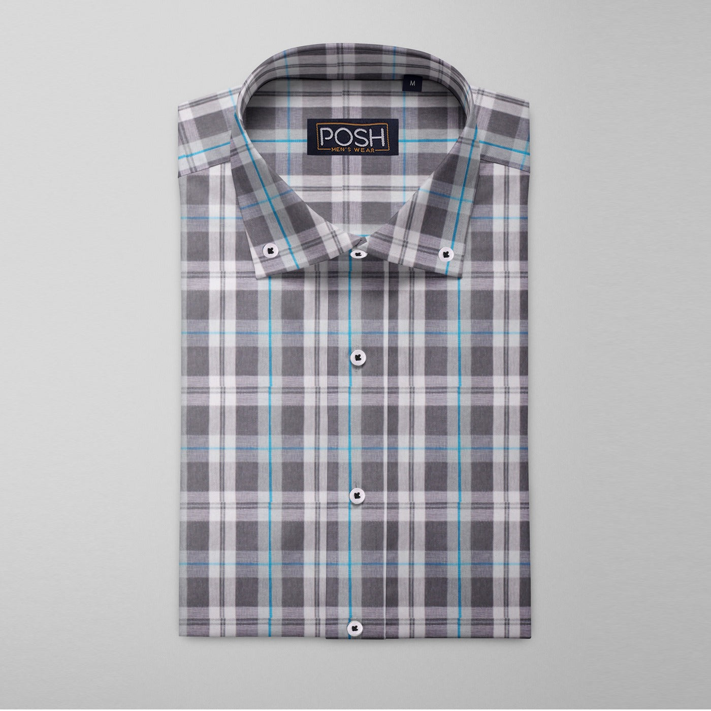 Grey Navy Check Cotton Shirt | Montivo Pakistan