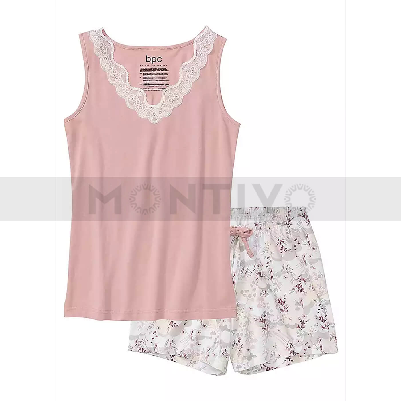 Pink Lace Trim Sleepwear Short Suit | Montivo Pakistan
