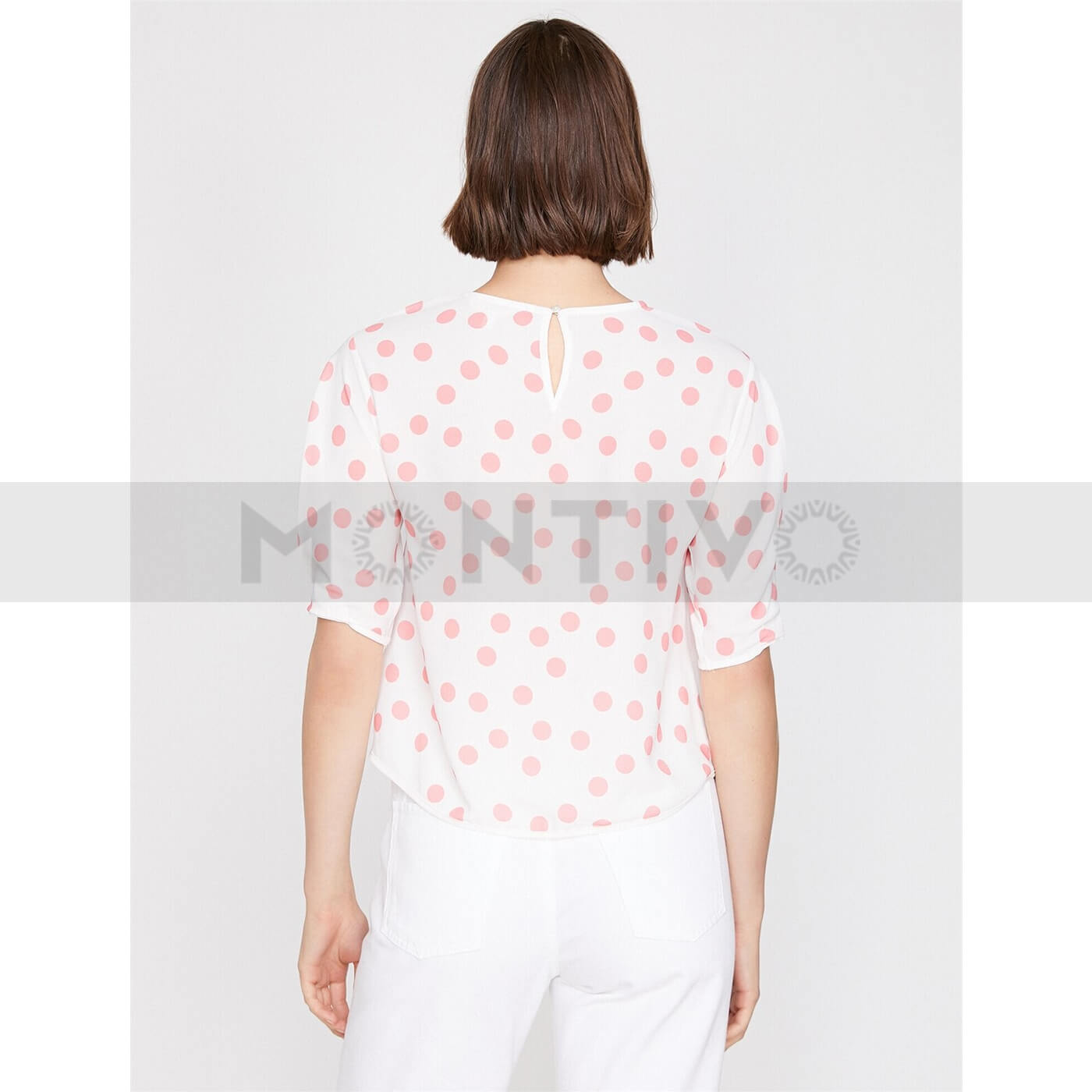 Orange Dotted White Top | Montivo Pakistan