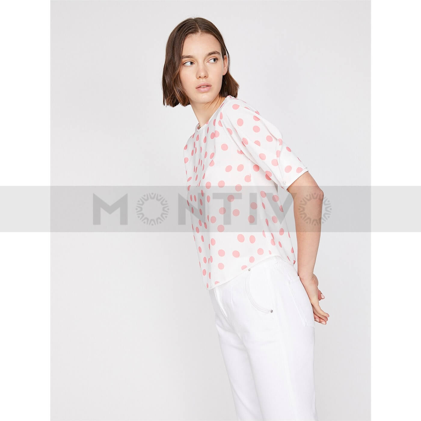 Orange Dotted White Top | Montivo Pakistan