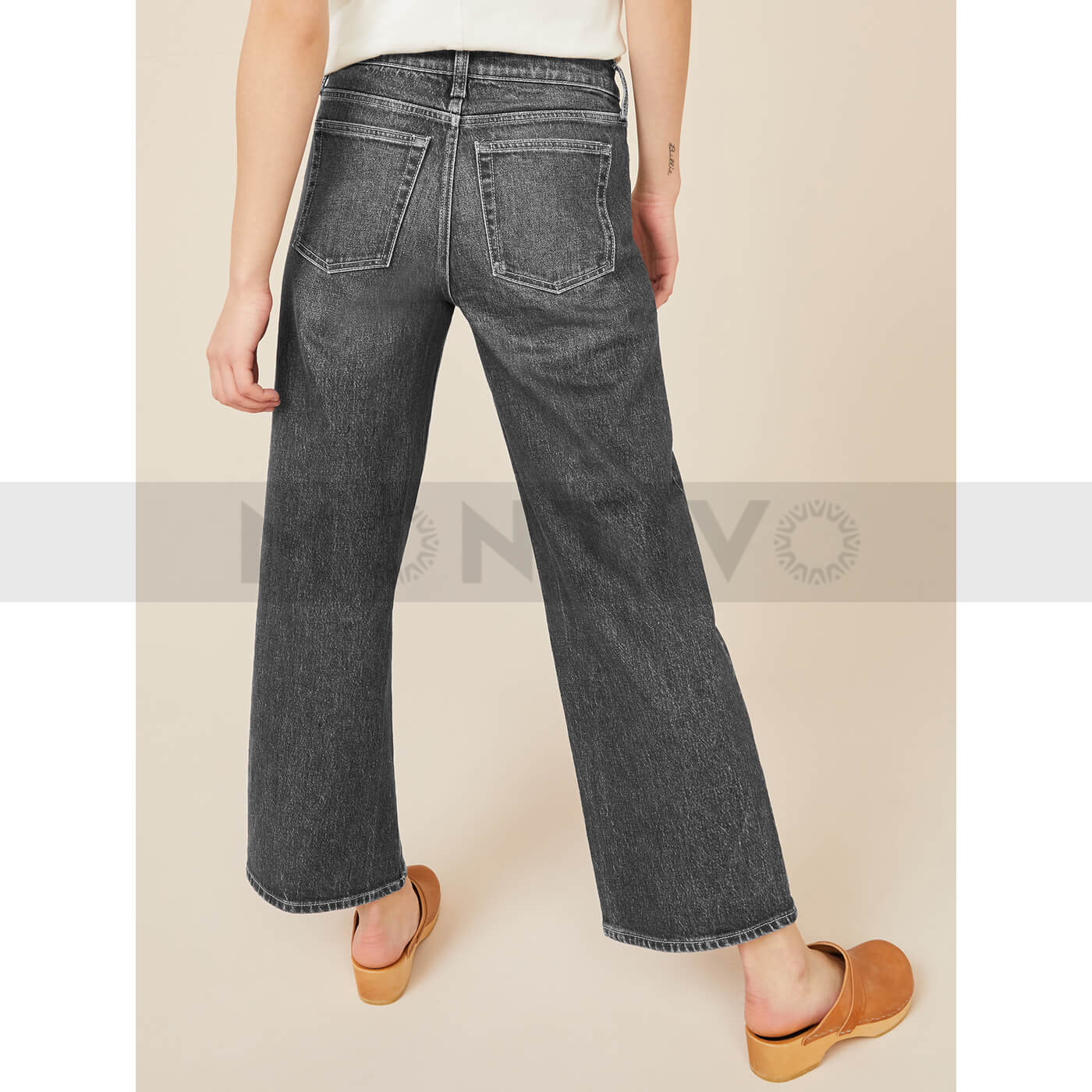 FA Wide Cropped Charcoal Jeans | Montivo Pakistan