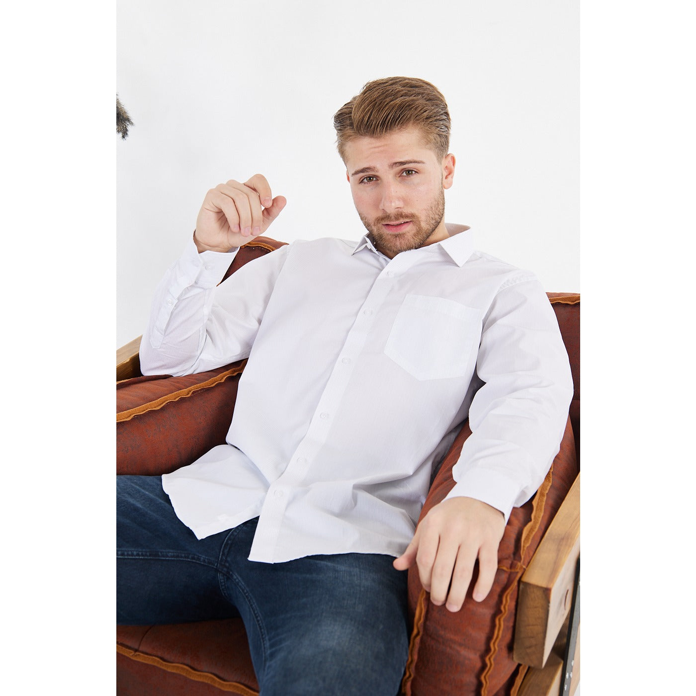 White Blue Lining Slim Fit Shirt | Montivo Pakistan