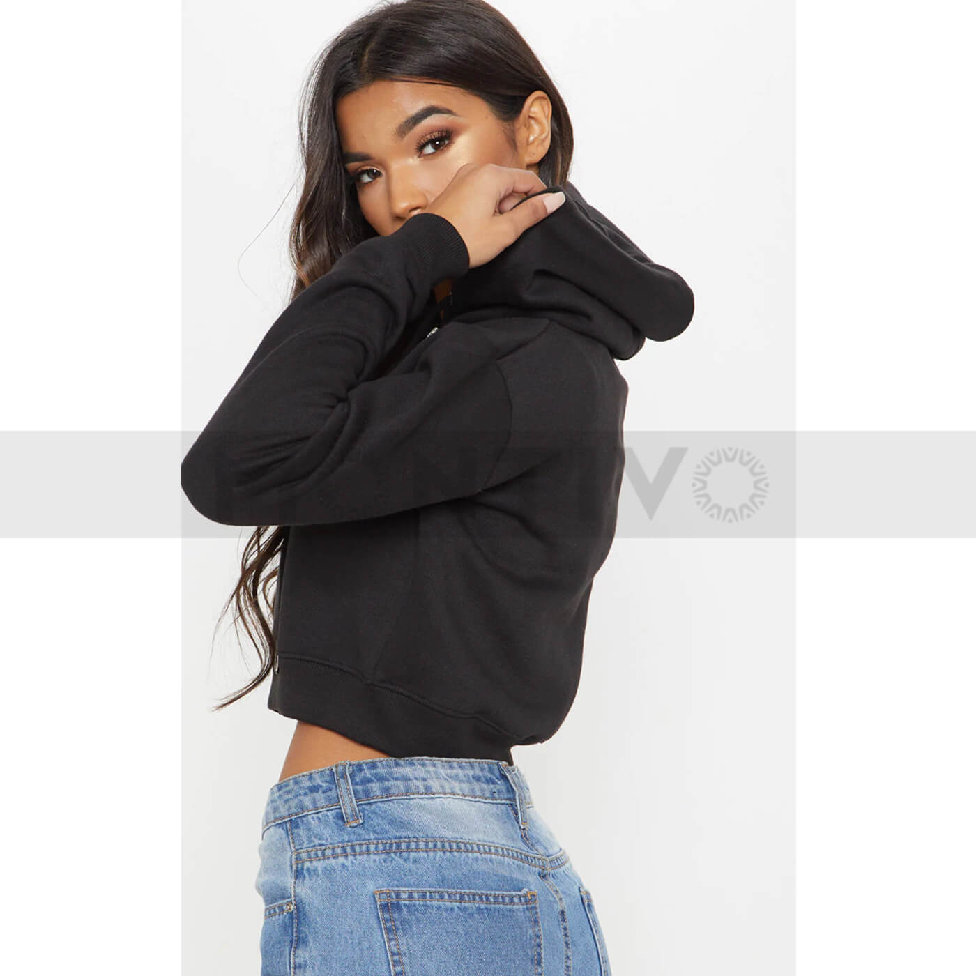 PTL Black Crop Zip Hoodie | Montivo Pakistan
