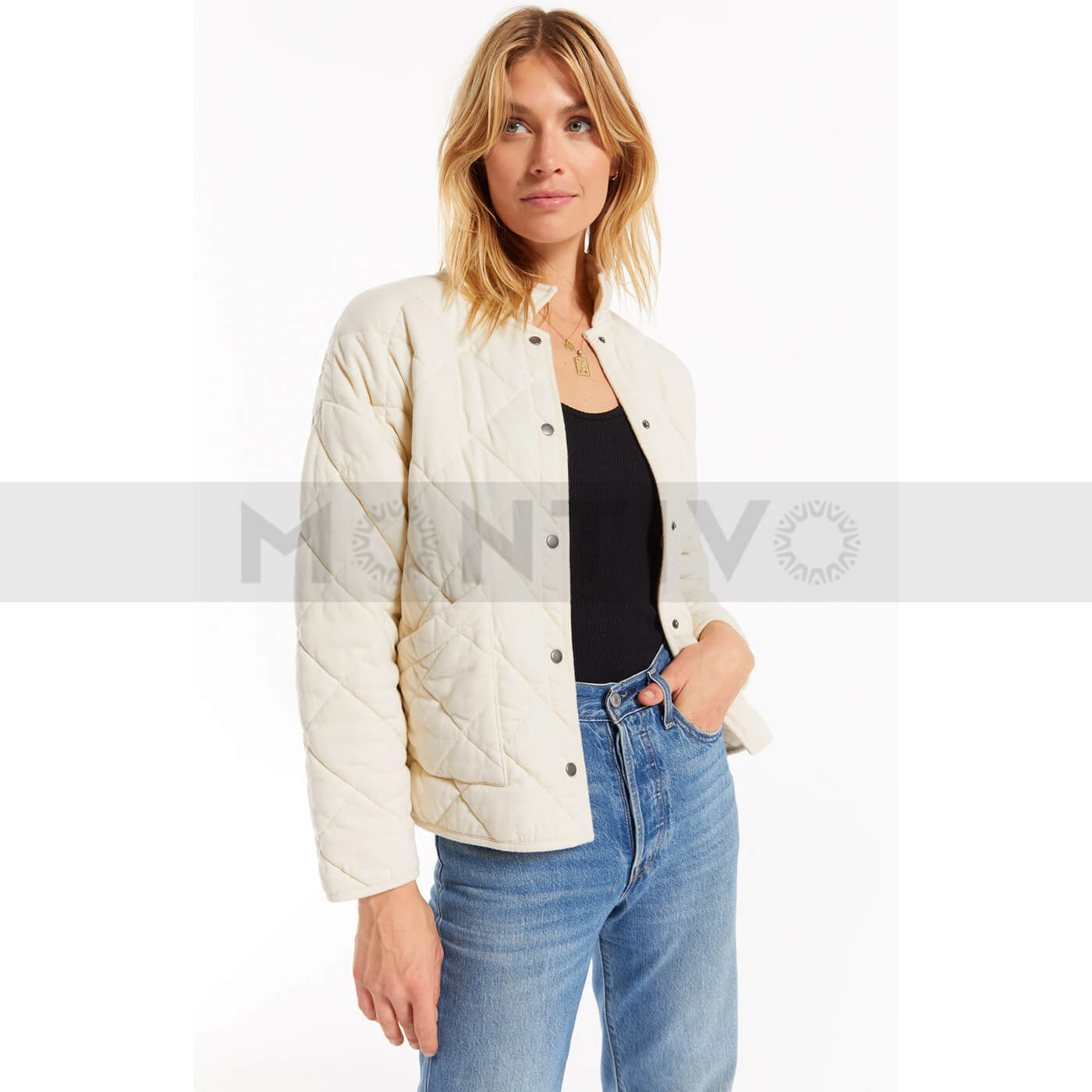 Kensie Cream Quilted Jacket | Montivo Pakistan