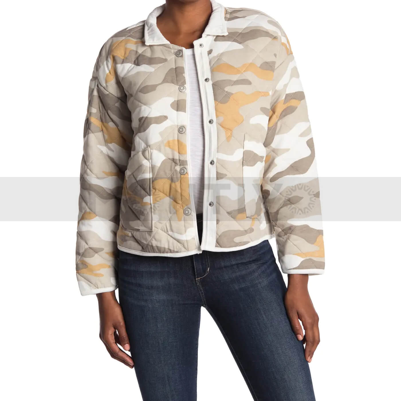 Kensie Beige Camo Quilted Jacket | Montivo Pakistan