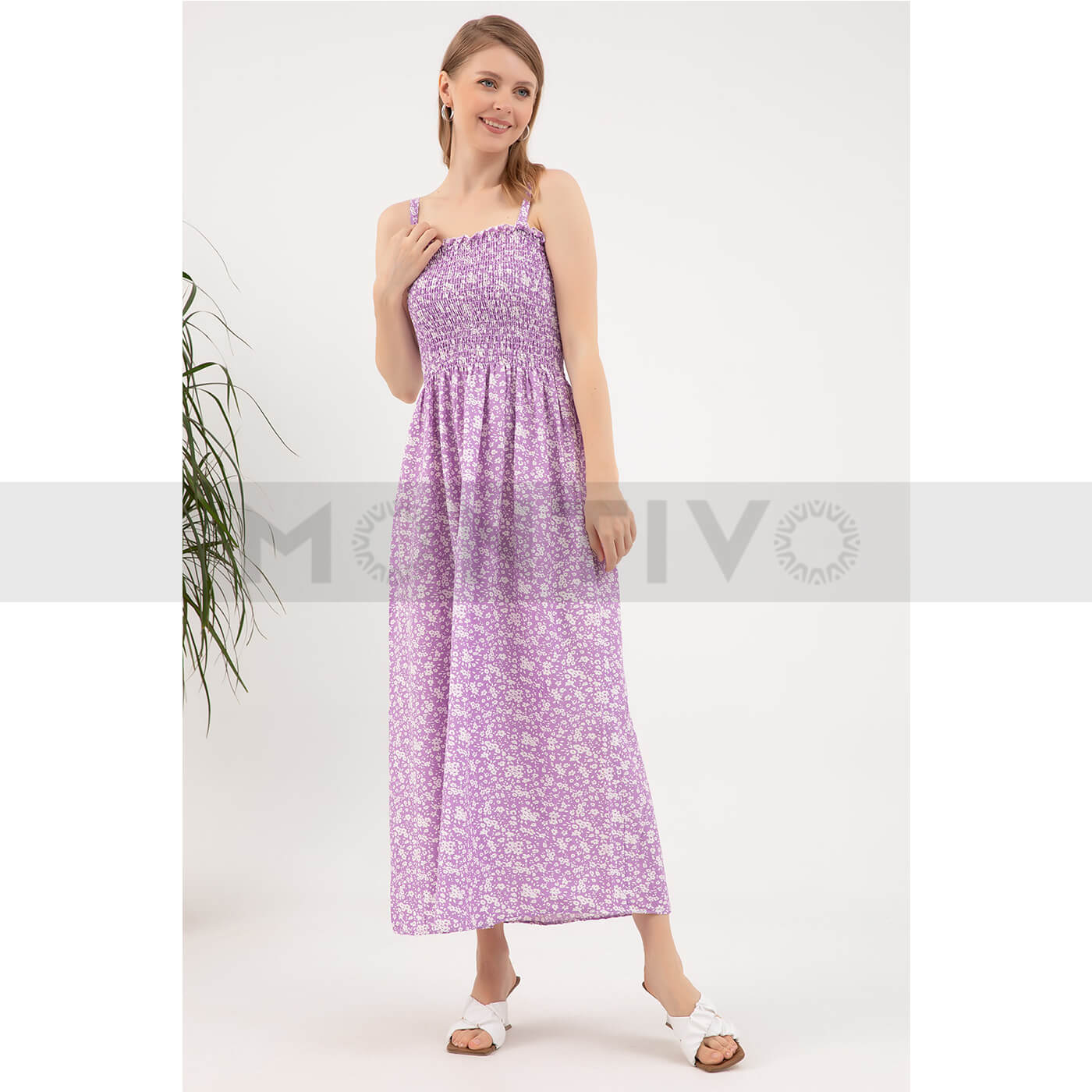 Lilac Floral Strap Dress | Montivo Pakistan