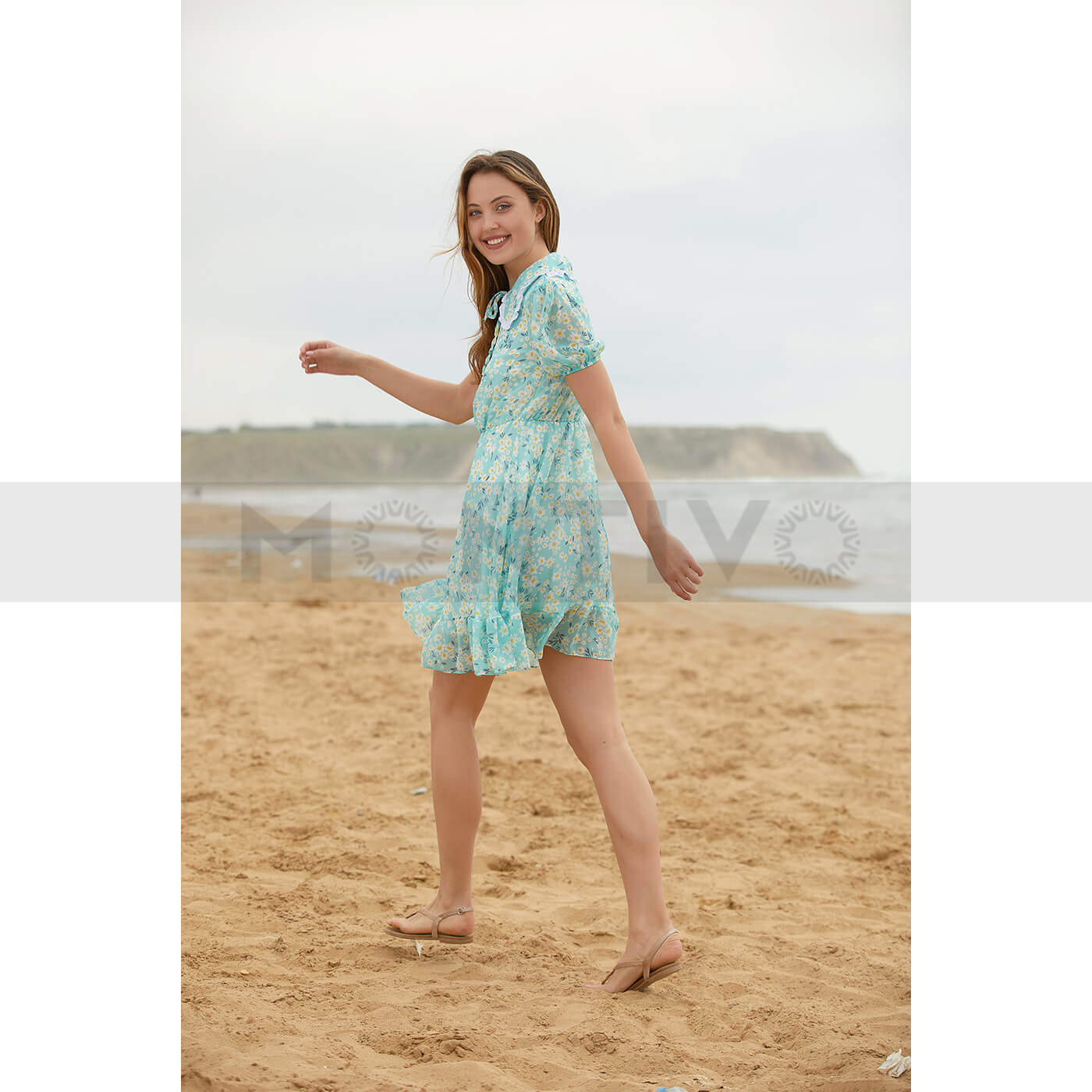 Green Floral Chiffon Dress | Montivo Pakistan