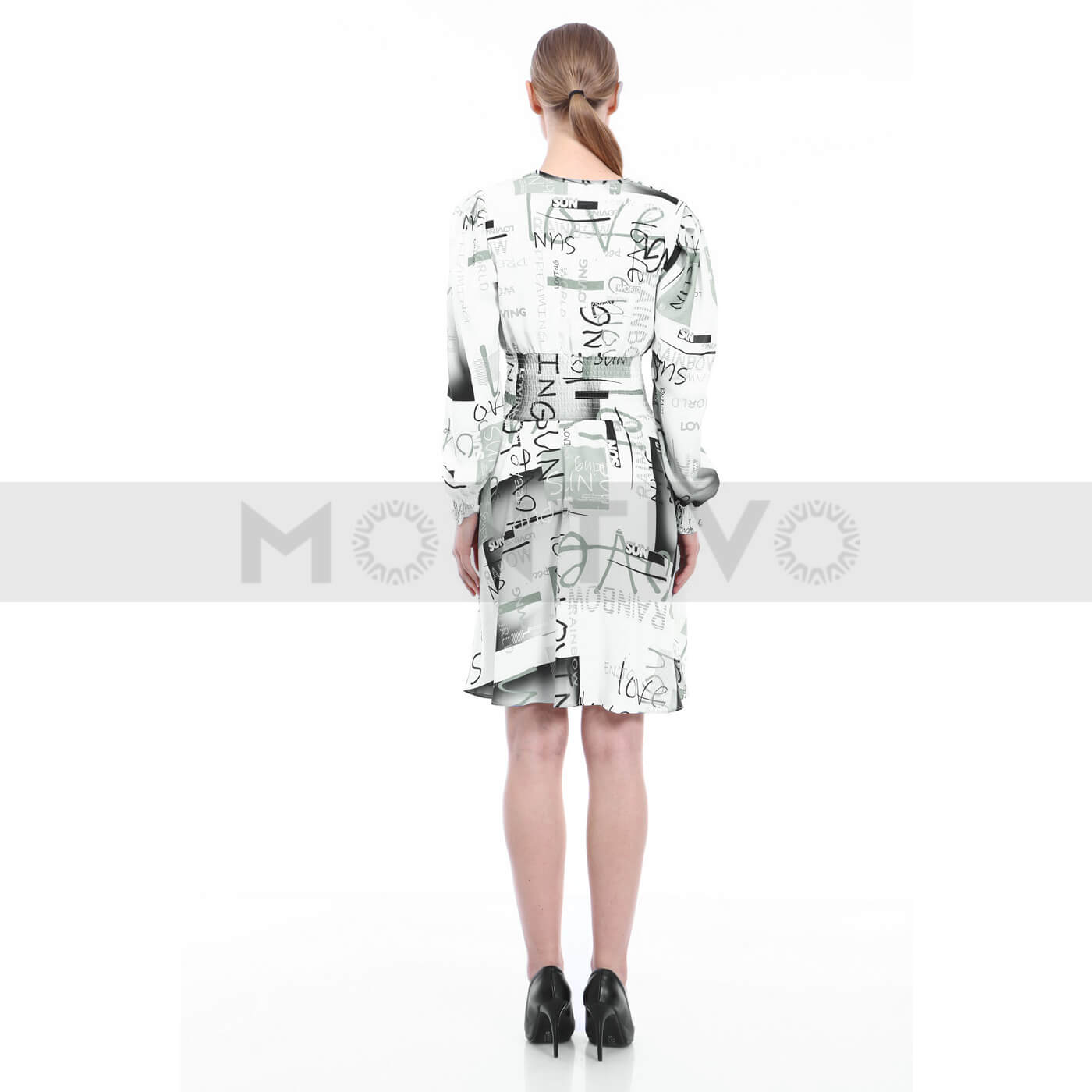 Patterend Waist Pleated Dress | Montivo Pakistan