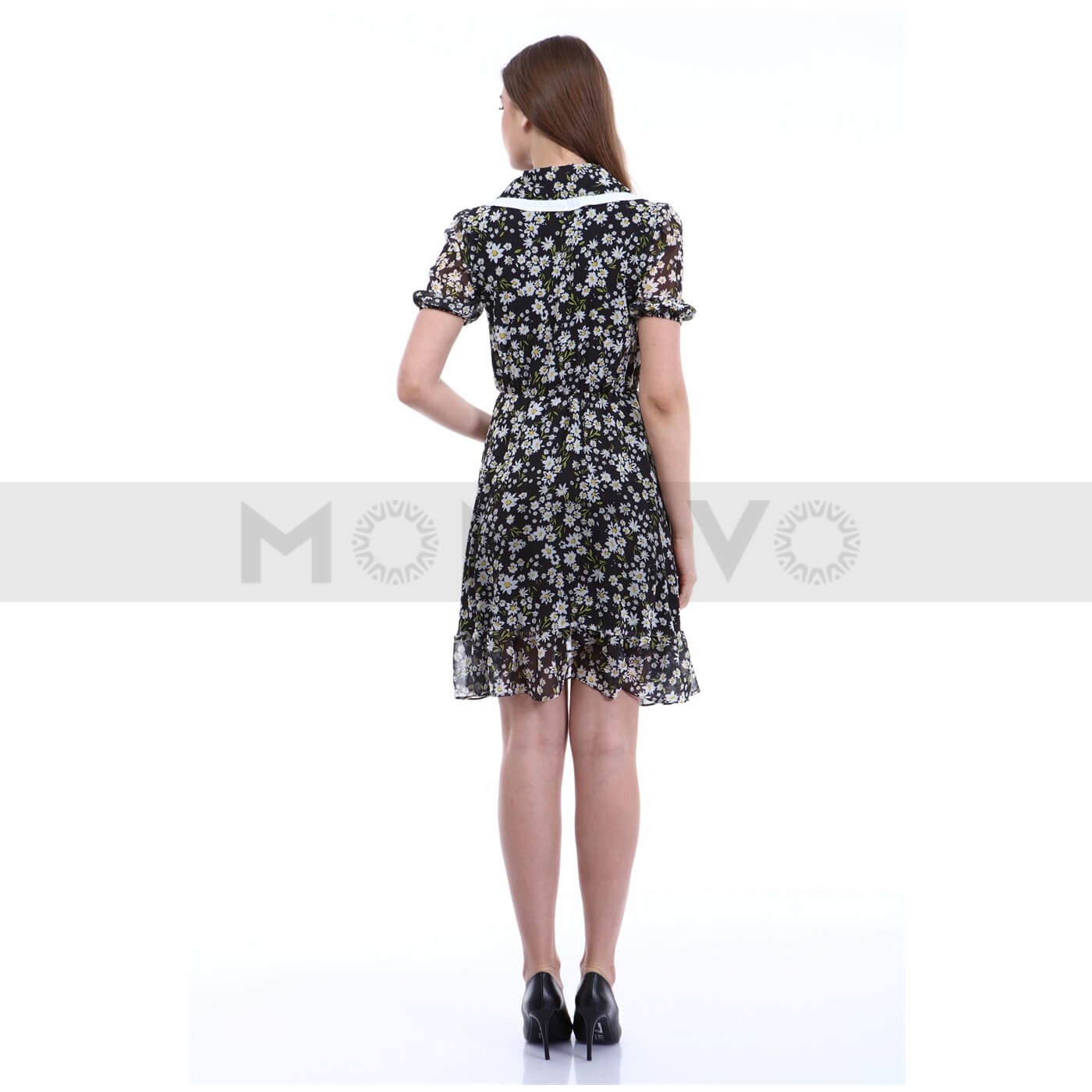 Black Floral Chiffon Dress | Montivo Pakistan