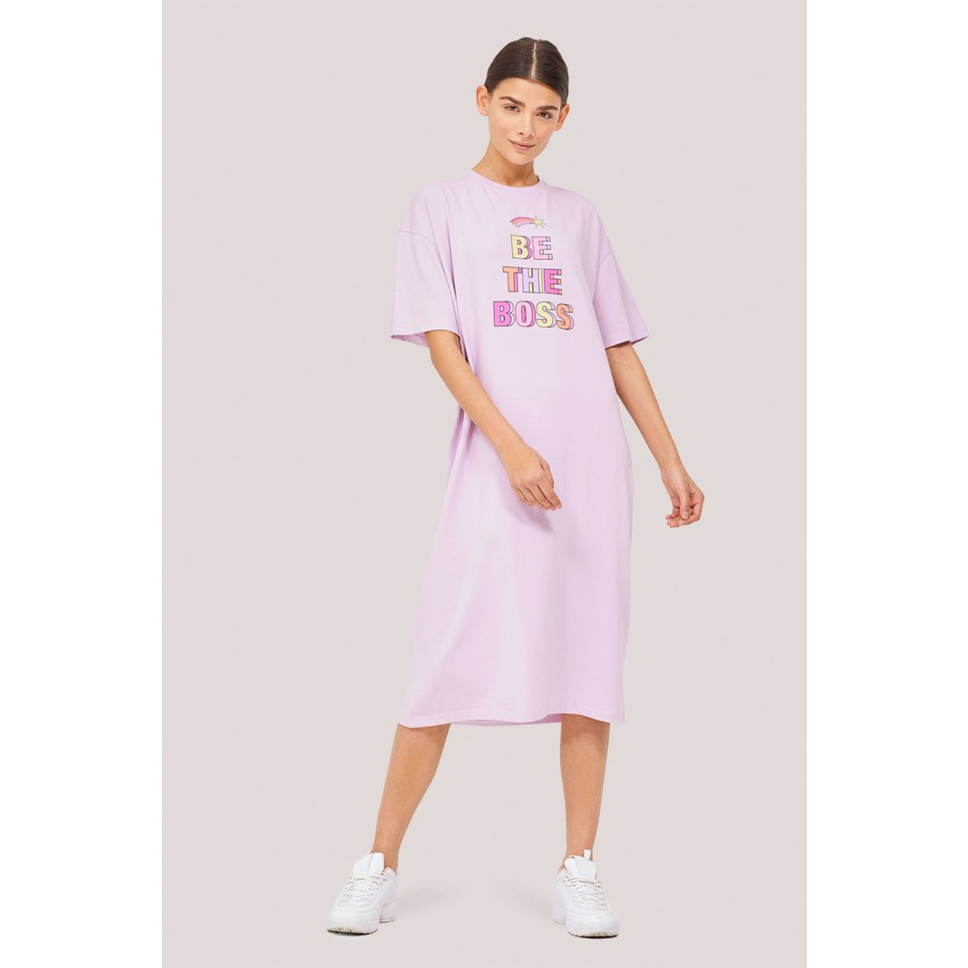 Lilac Printed Midi Dress | Montivo Pakistan