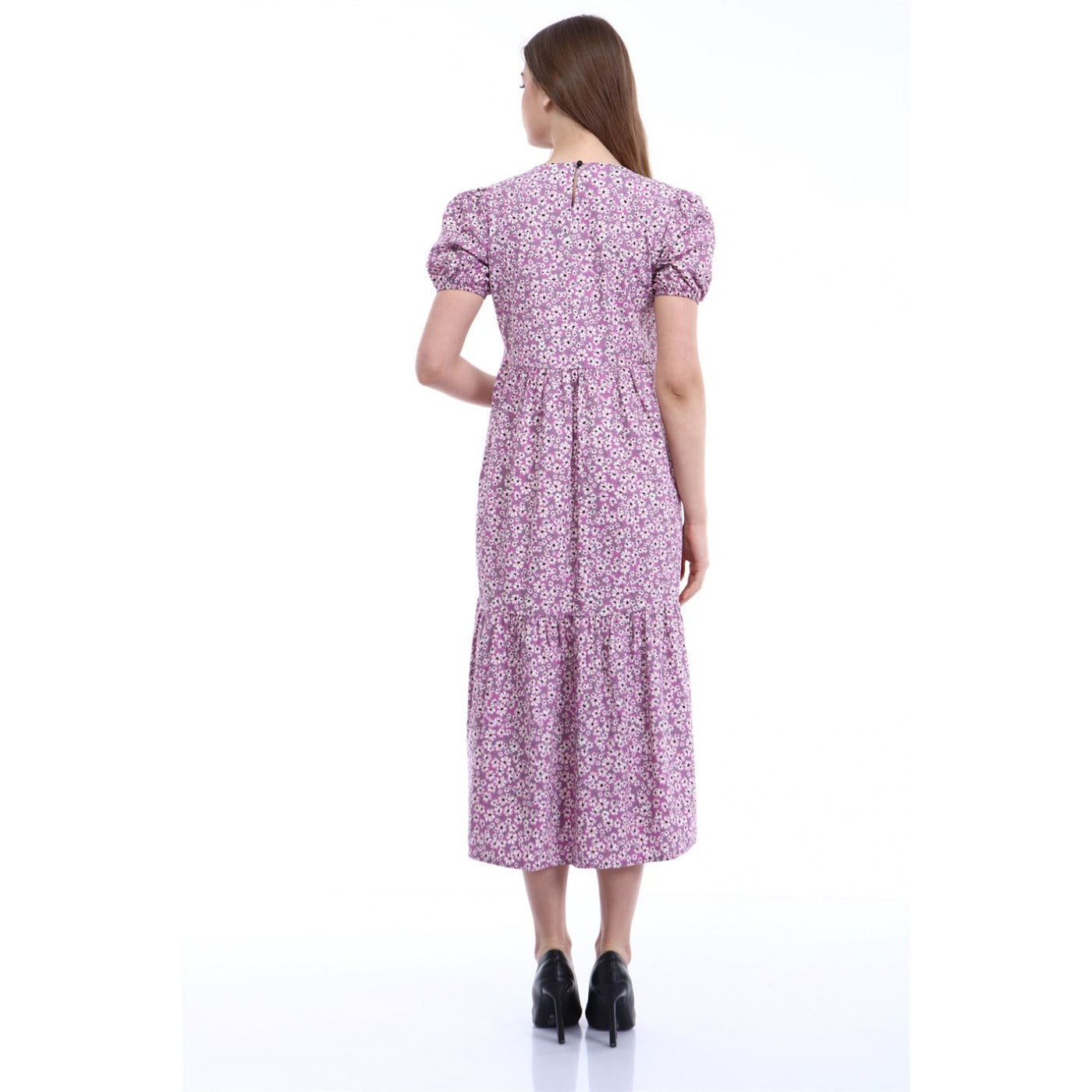 Lilac Floral Poplin Dress | Montivo Pakistan