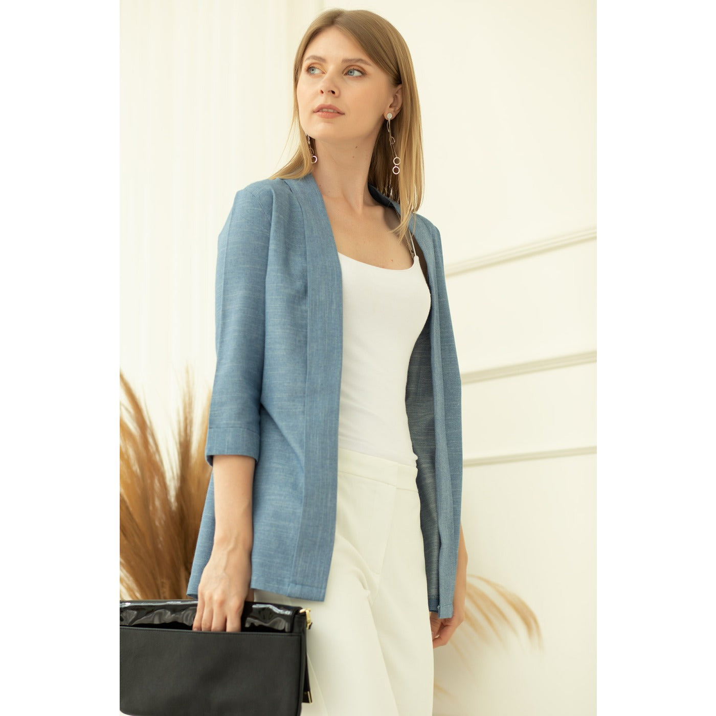 Blue Short Sleeves Shawl Jacket | Montivo Pakistan