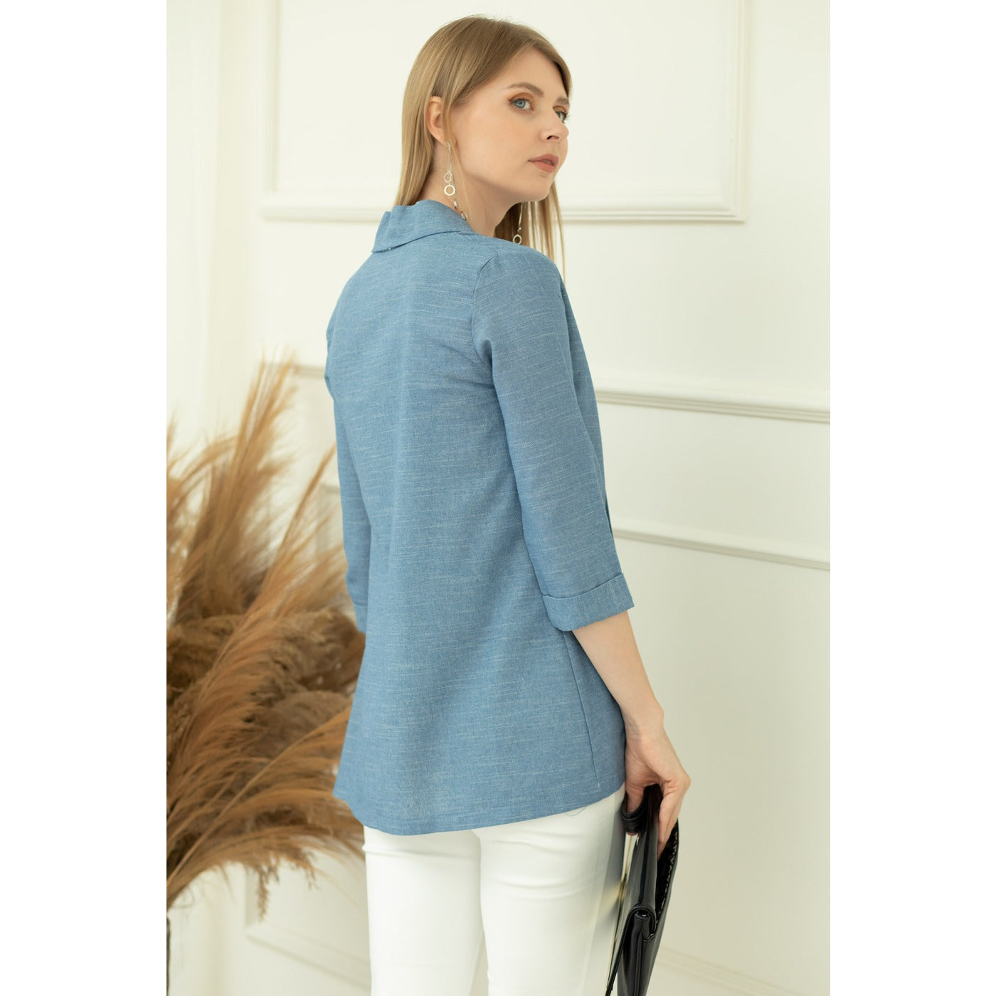 Blue Short Sleeves Shawl Jacket | Montivo Pakistan