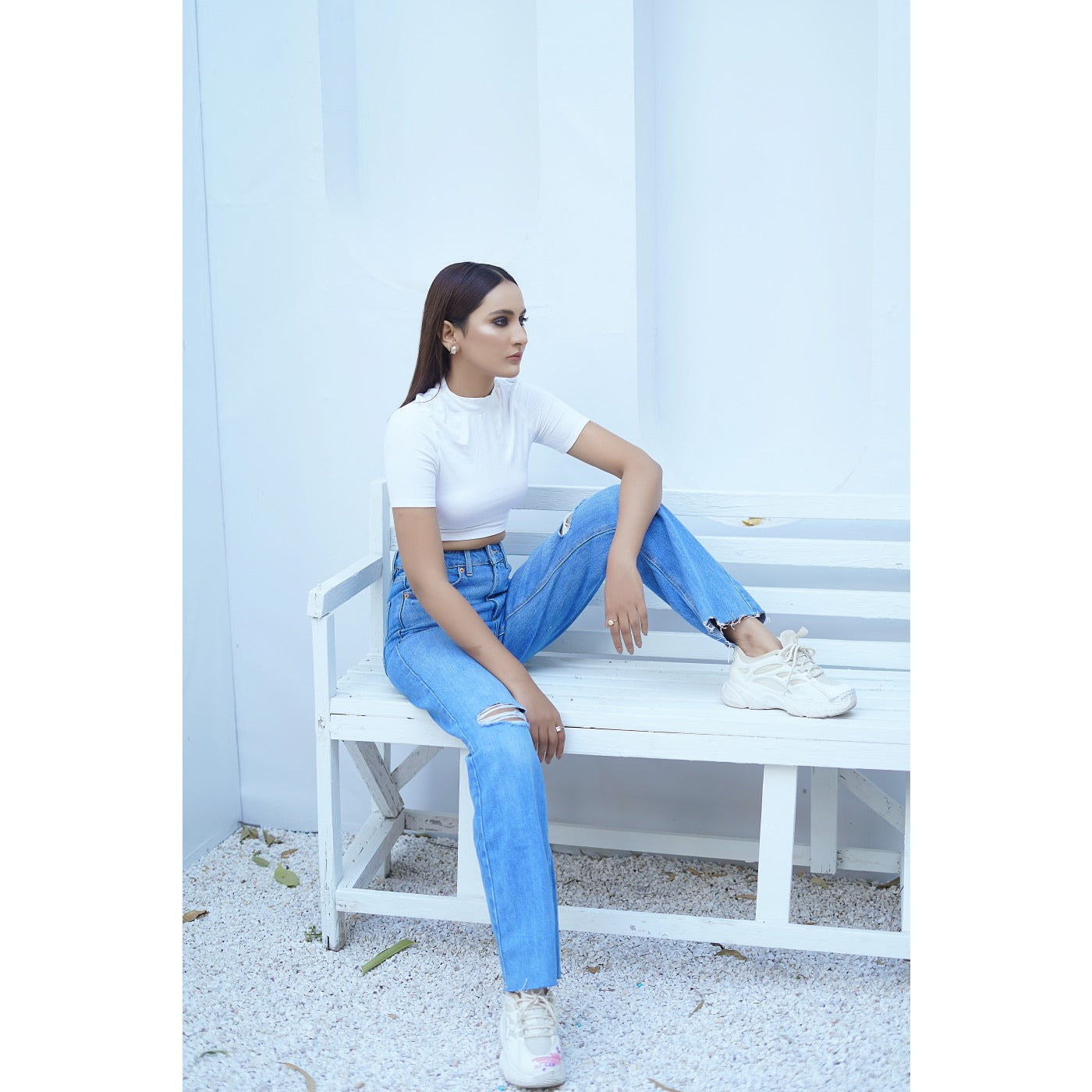 FF Blue Straight Ripped Jeans | Montivo Pakistan