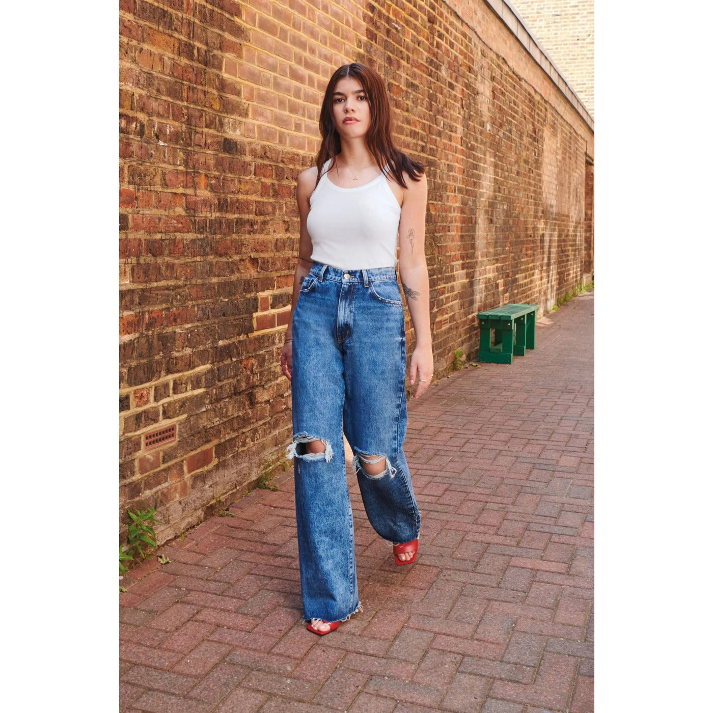 FF Blue Straight Ripped Jeans | Montivo Pakistan