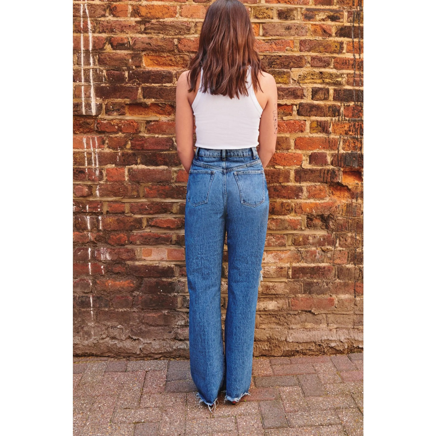 FF Blue Straight Ripped Jeans | Montivo Pakistan