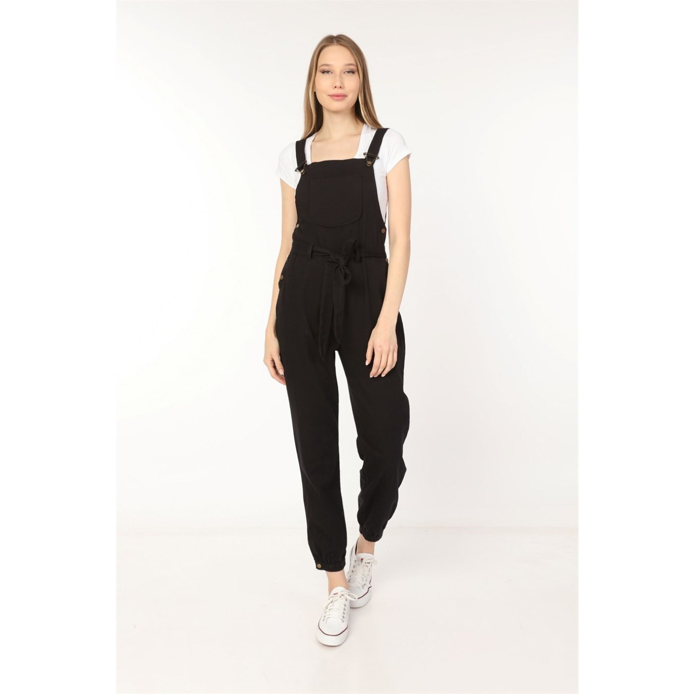 Black Denim Dungaree Jumpsuit | Montivo Pakistan