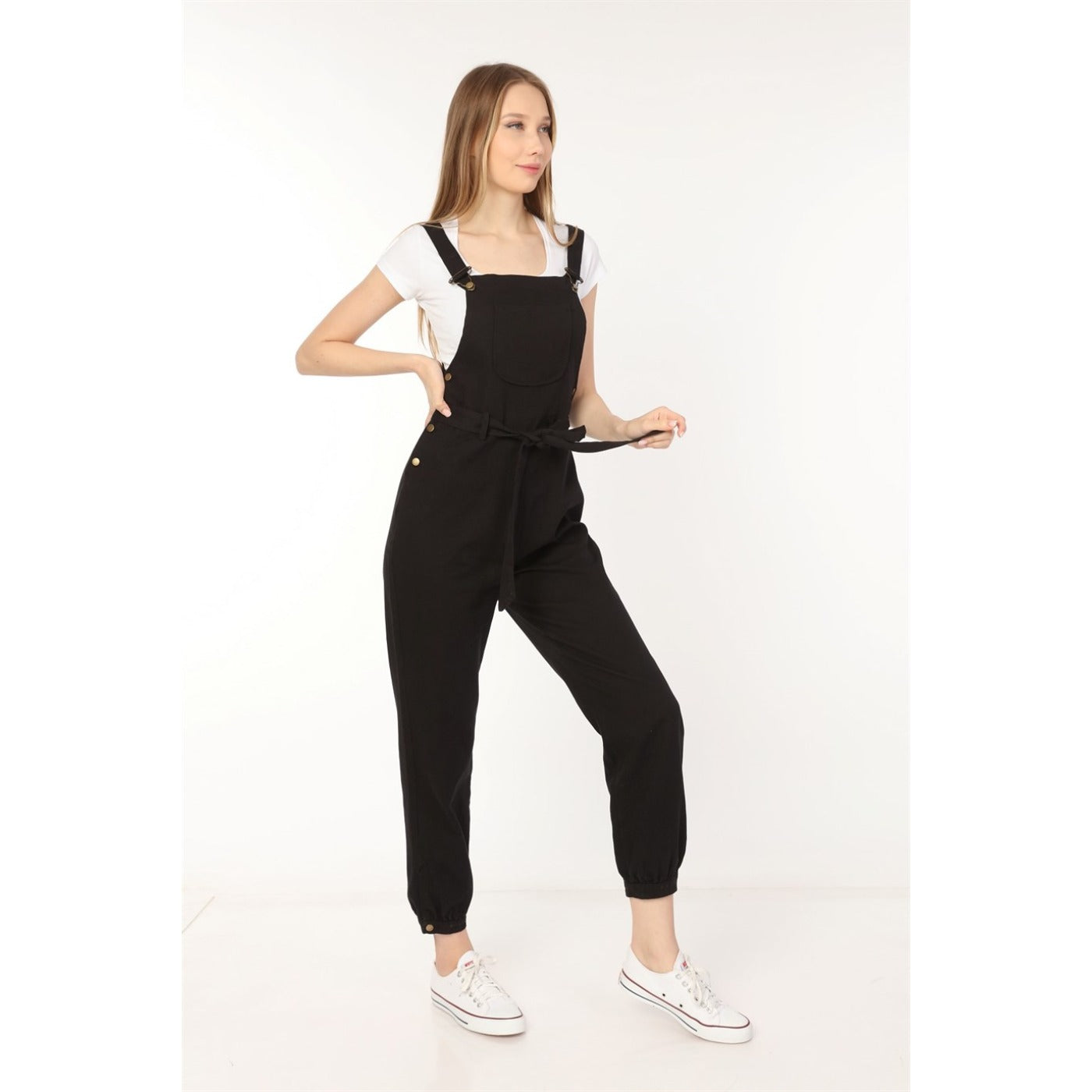 Black Denim Dungaree Jumpsuit | Montivo Pakistan