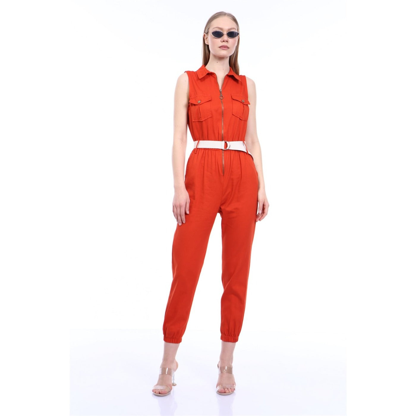 Red Denim Jumpsuit | Montivo Pakistan