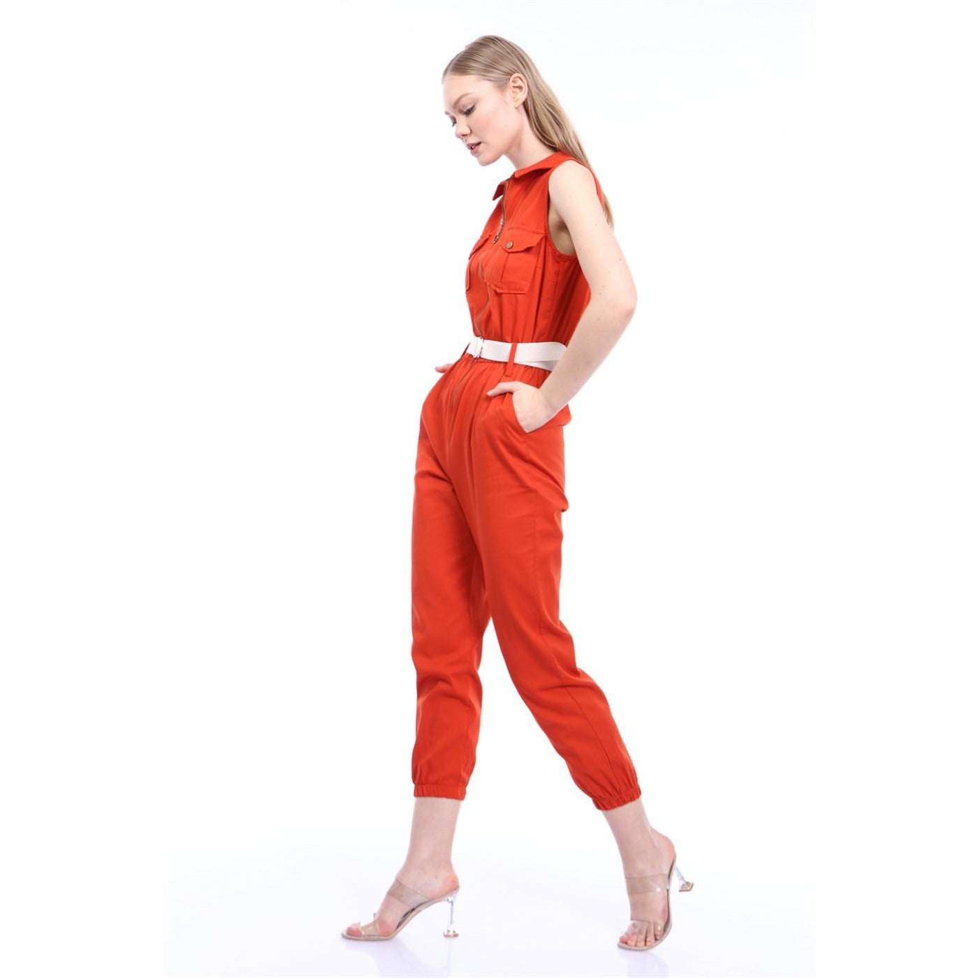 Red Denim Jumpsuit | Montivo Pakistan