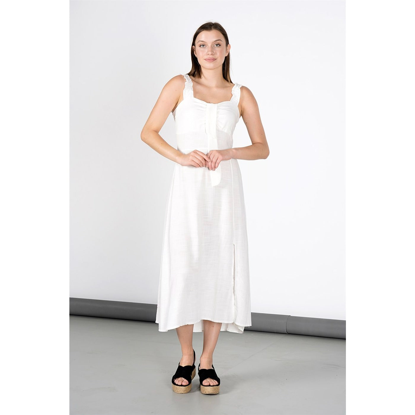 White Front Laced Back Strap Dress | Montivo Pakistan