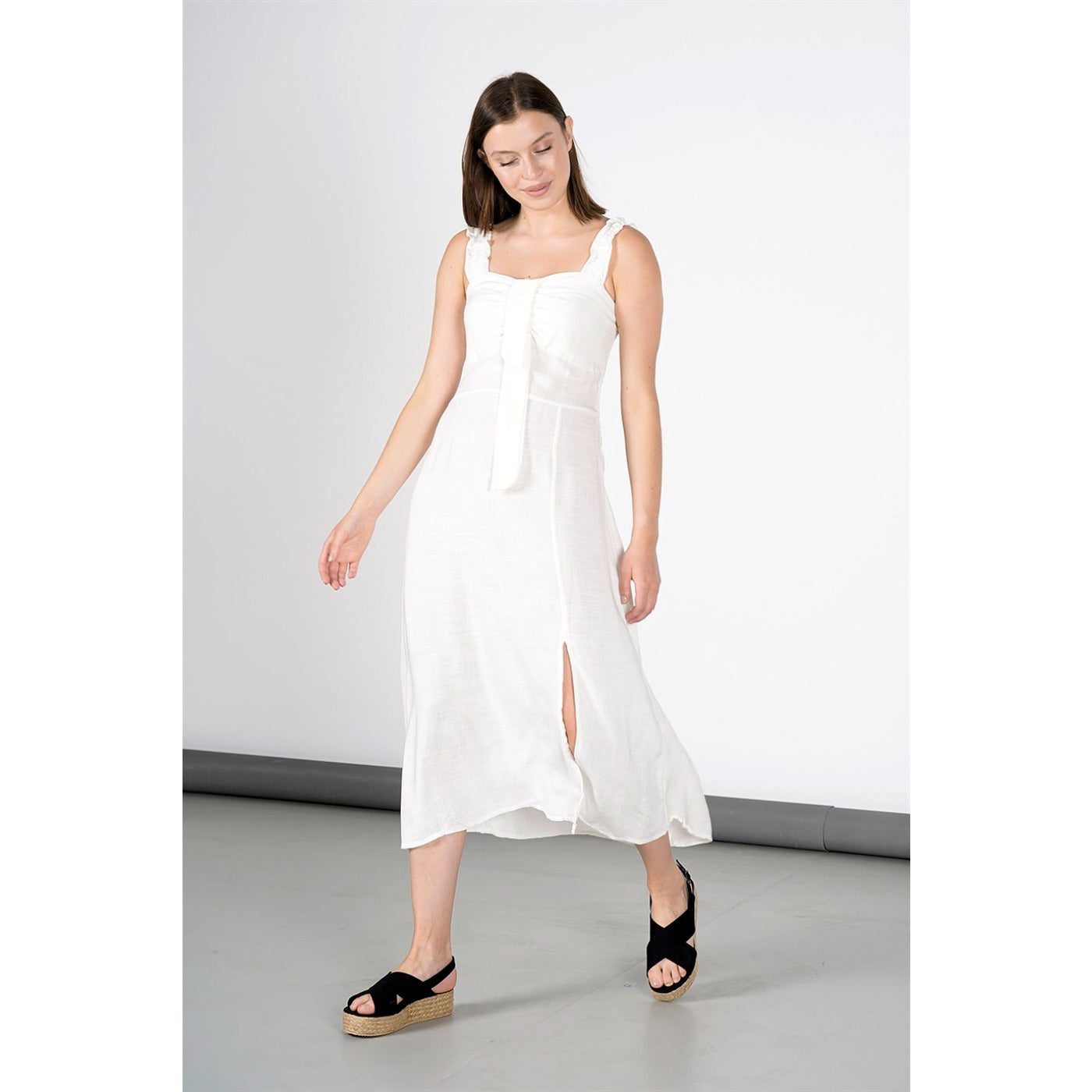 White Front Laced Back Strap Dress | Montivo Pakistan