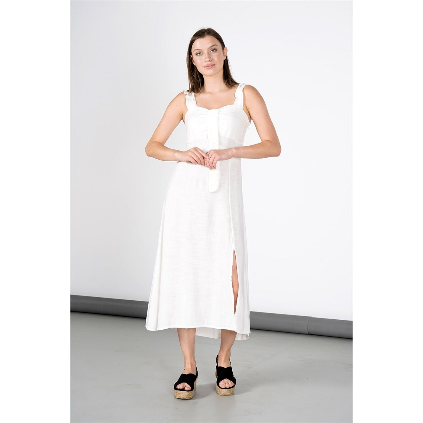 White Front Laced Back Strap Dress | Montivo Pakistan