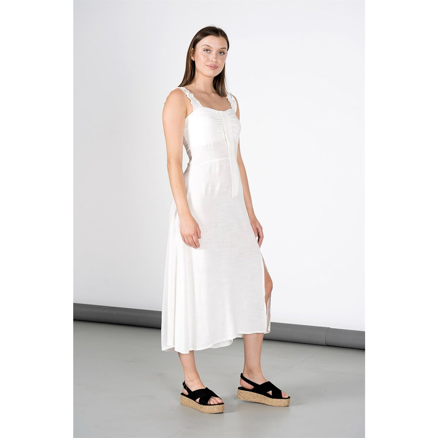 White Front Laced Back Strap Dress | Montivo Pakistan