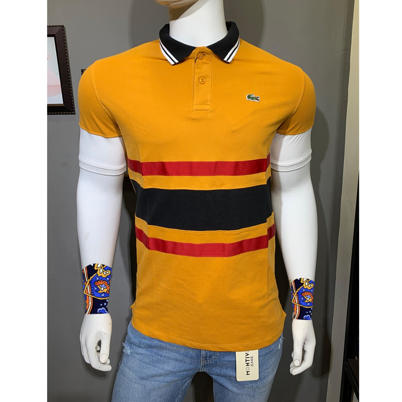 Lcste Stripes Mustard Polo | Montivo Pakistan