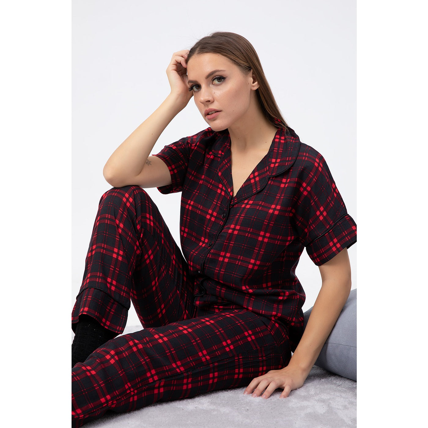 Red Check PJ Set | Montivo Pakistan