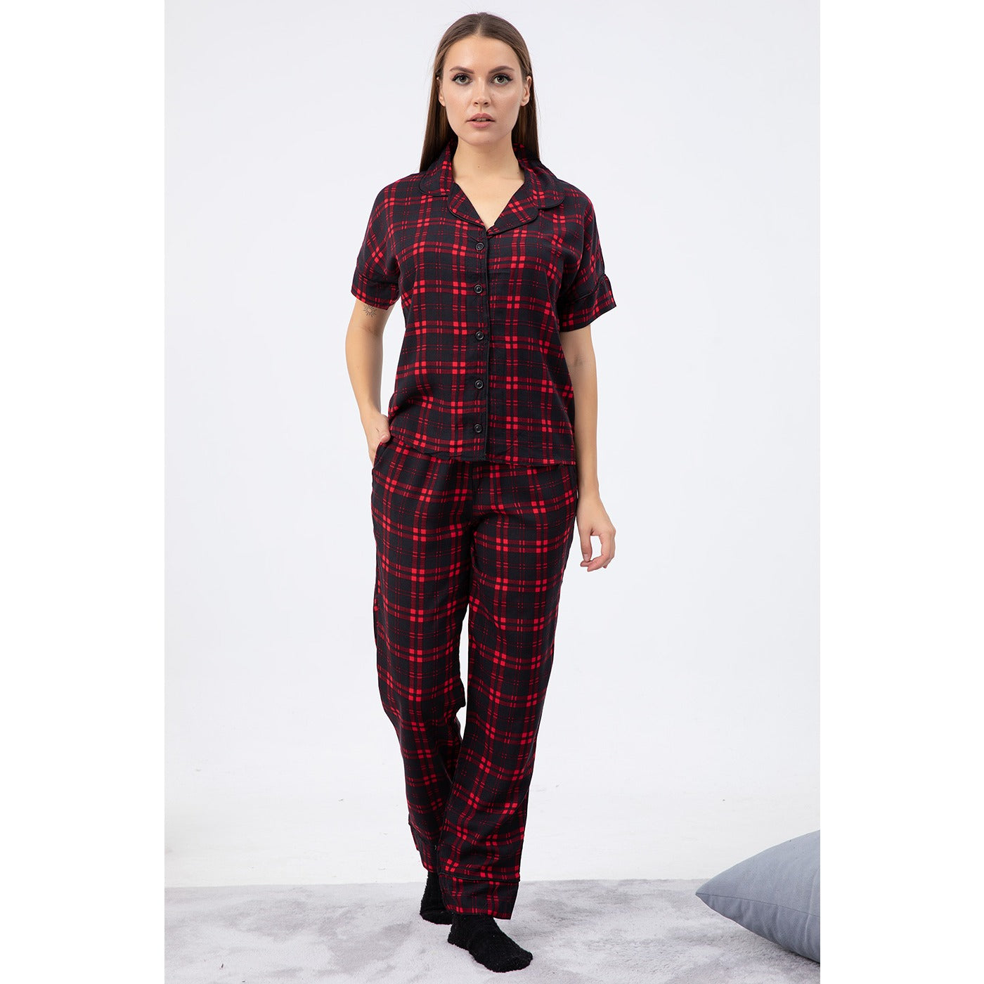 Red Check PJ Set | Montivo Pakistan
