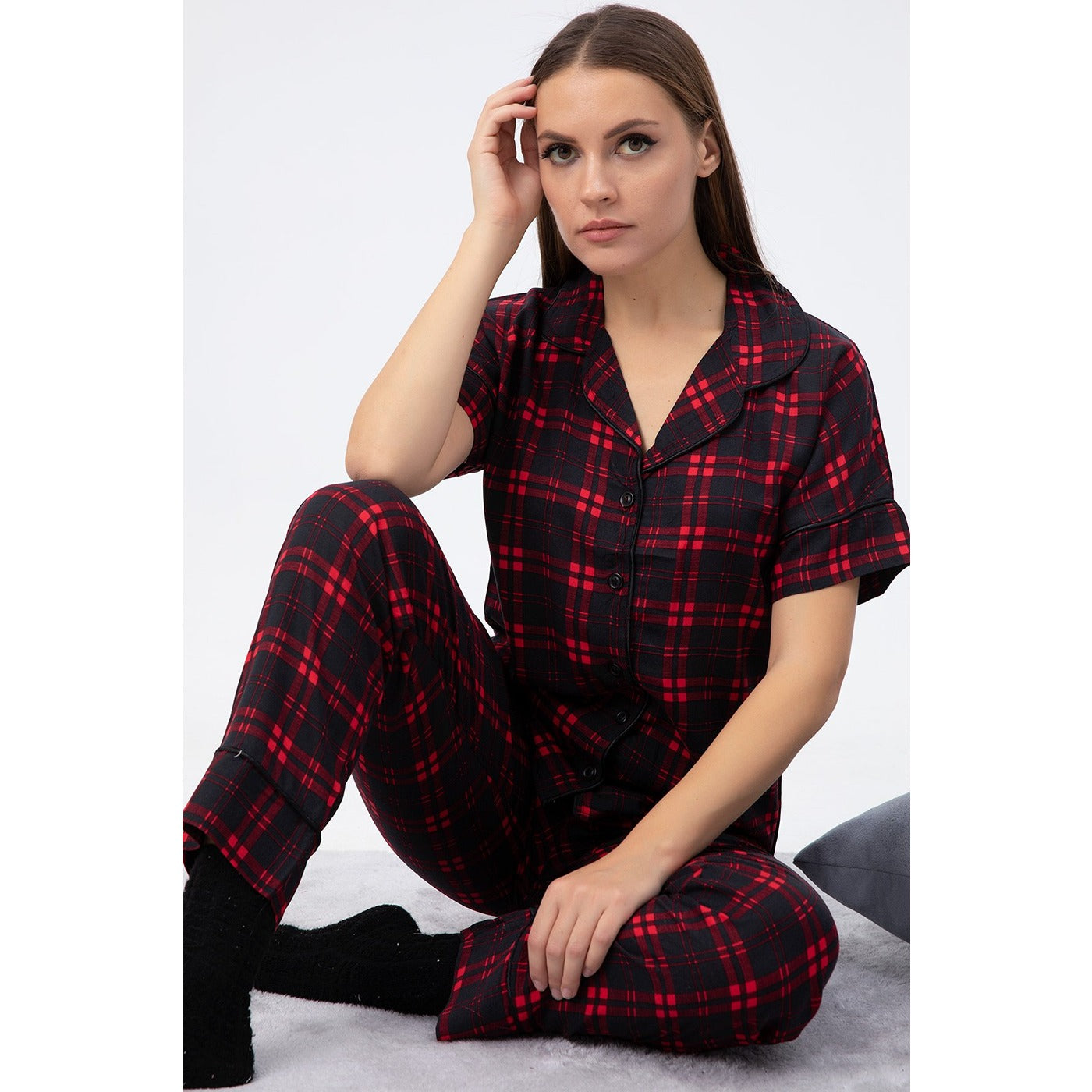 Red Check PJ Set | Montivo Pakistan