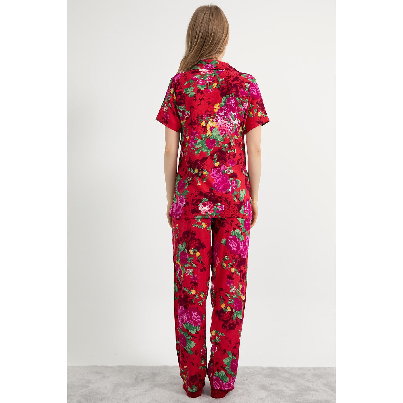 Red Floral PJ Set | Montivo Pakistan